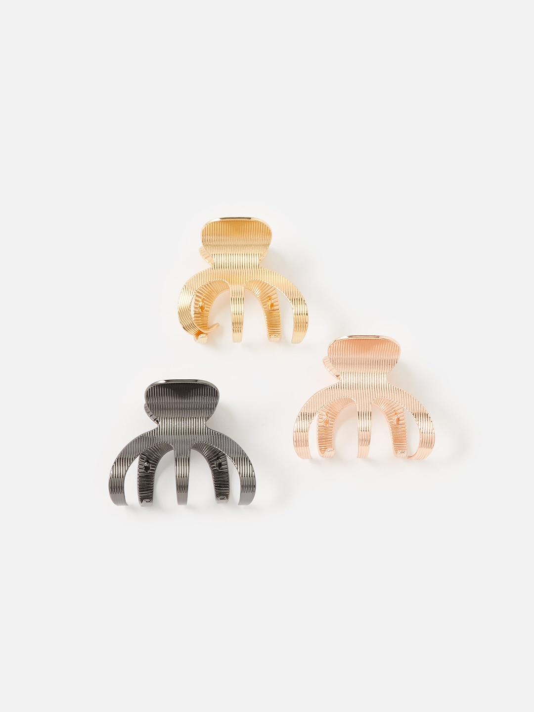 Accessorize London Women 3-Pack Metals Claw Clips, Gold