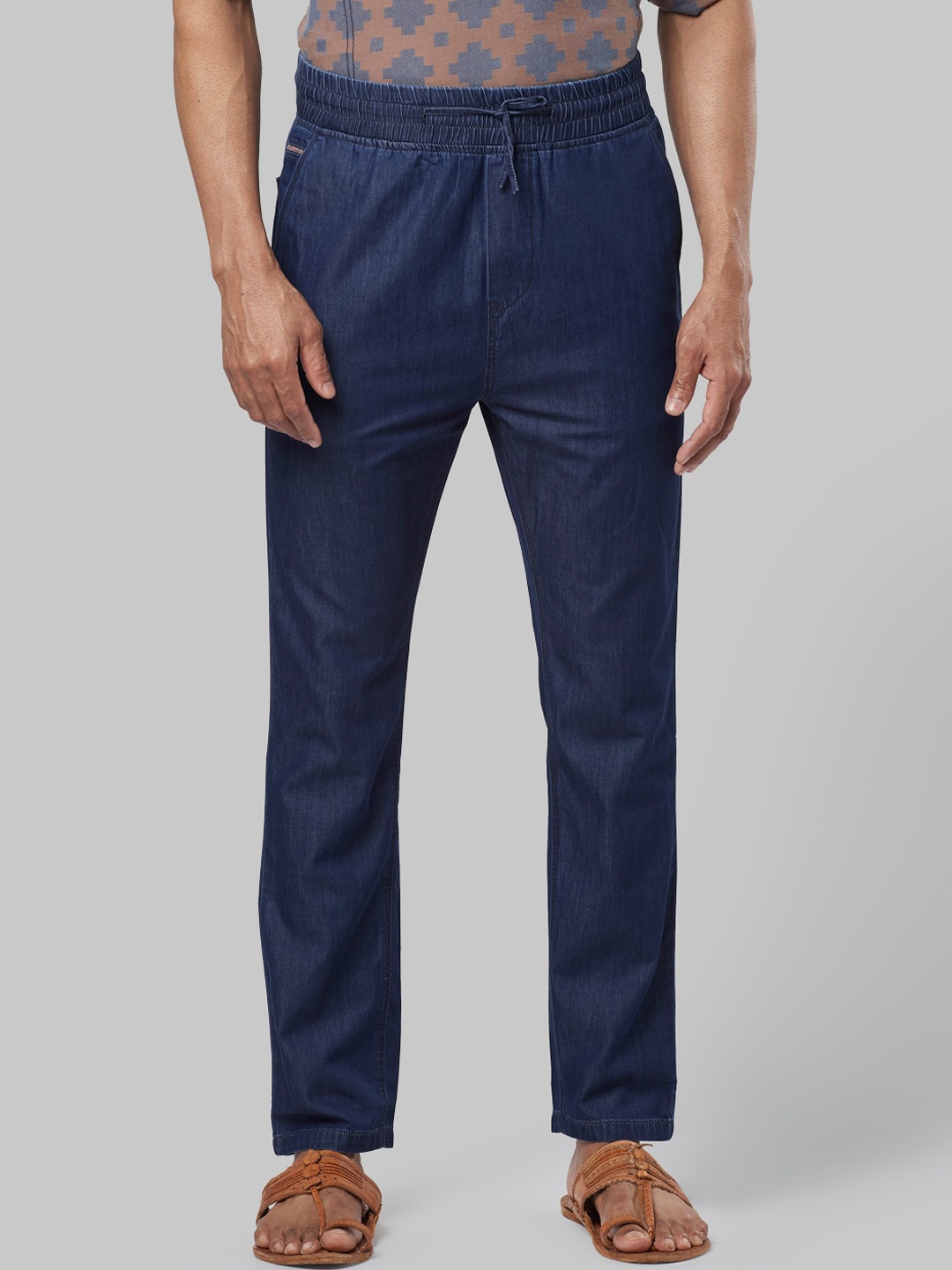 Ethnix by Raymond Men Blue Tapered Fit Regular Trousers