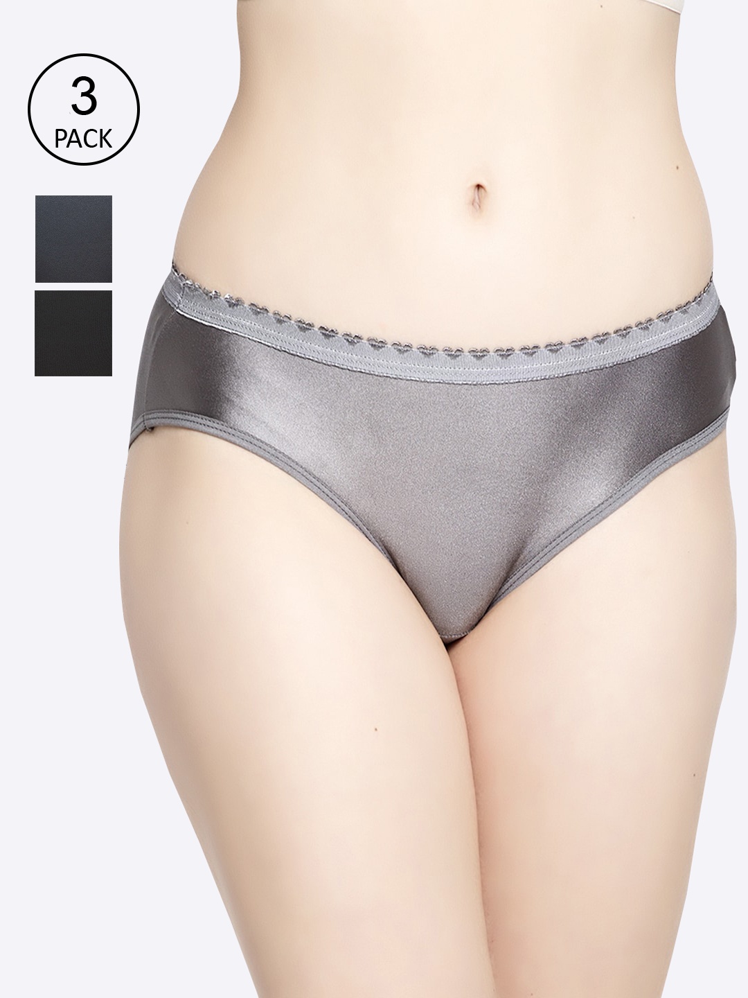 GRACIT Women Pack of 3 Assorted Seamless Briefs PW28-01-17-22-M