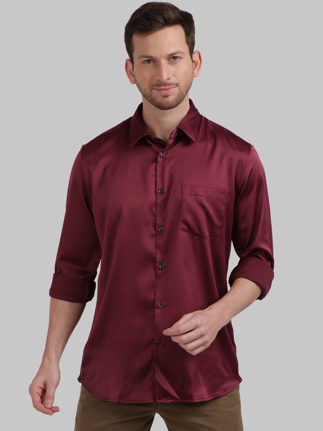 Parx Men Red Slim Fit Casual Shirt