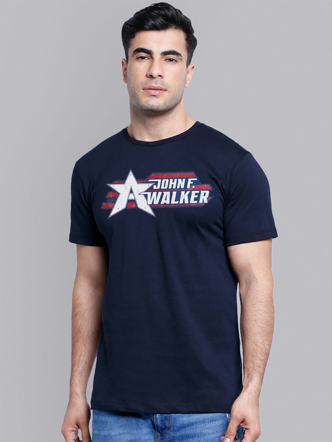 Free Authority Men Navy Blue The Falcon & The Winter Soldier Printed T-shirt