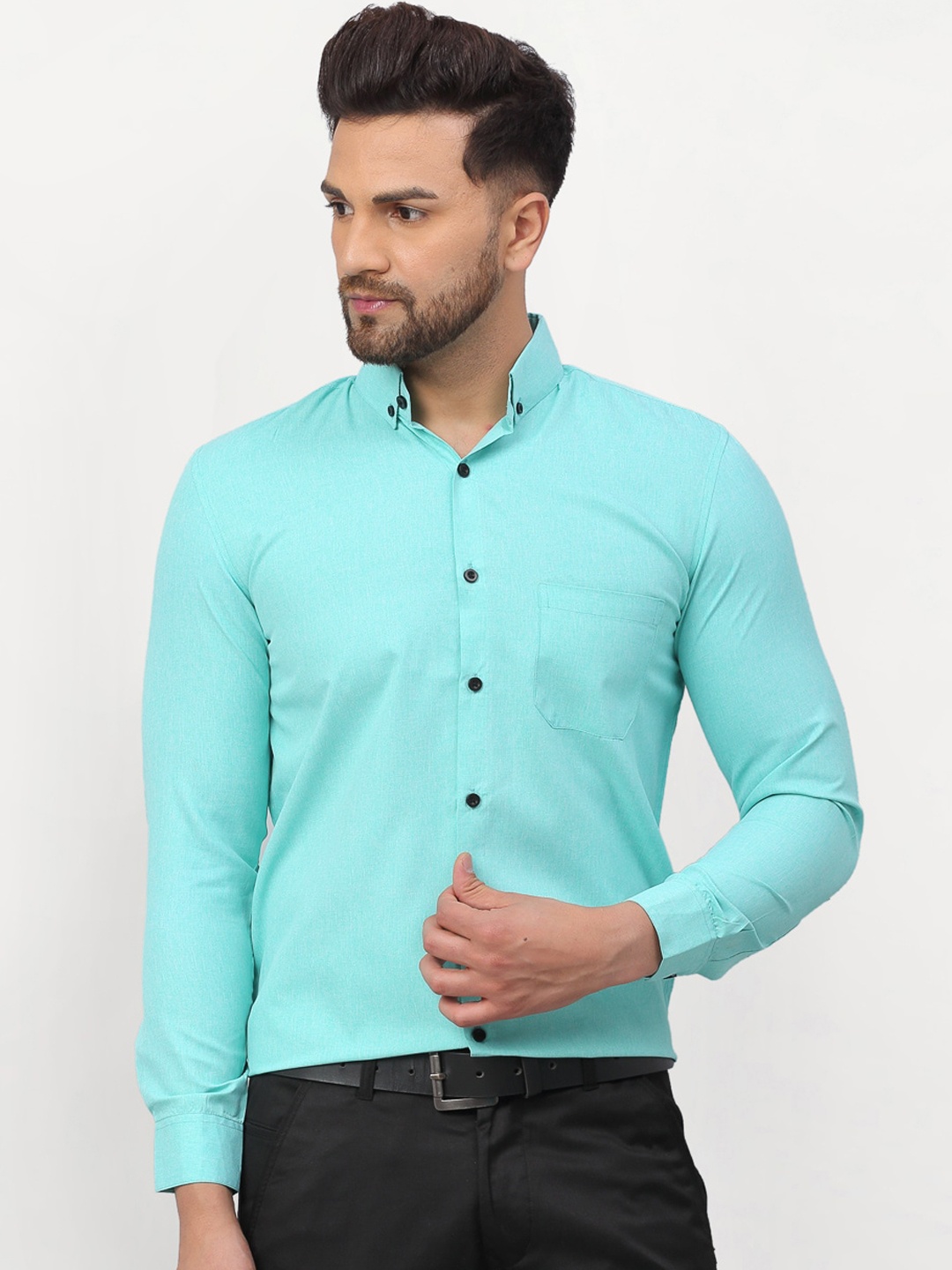 JAINISH Men Blue Solid Regular Fit Formal Shirt