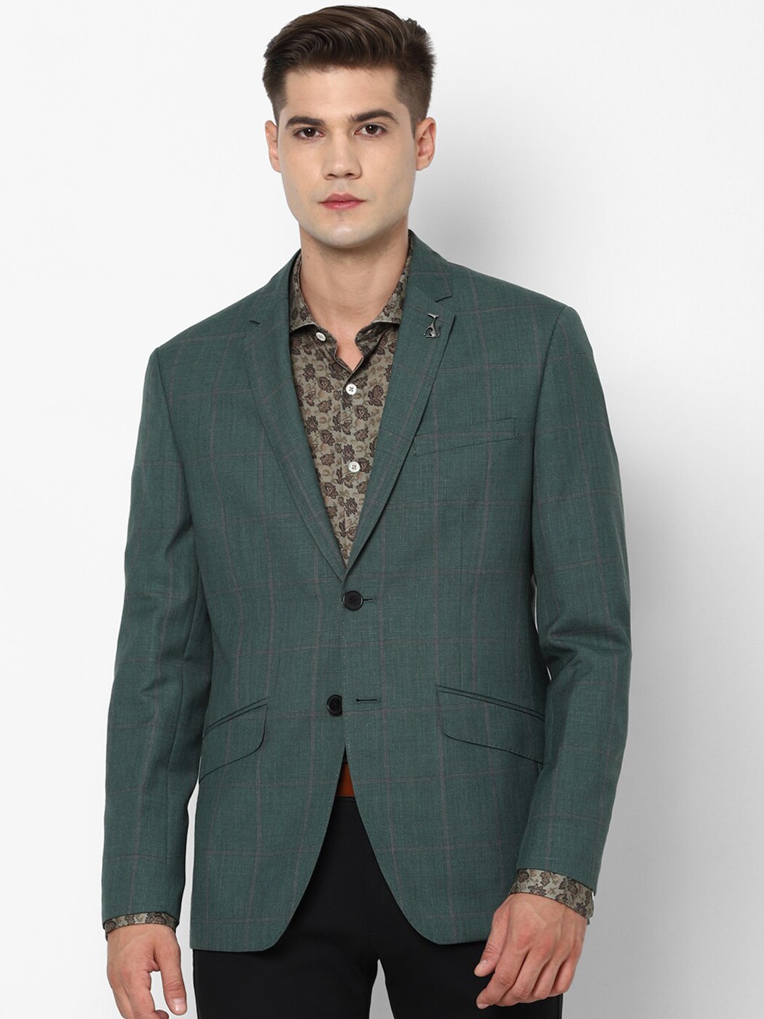 SIMON CARTER LONDON Men Green & Brown Checked Slim-Fit Single-Breasted Formal Blazer
SIMON CARTER LONDON Men Green & Brown Checked Slim-Fit Single-Breasted Formal Blazer
