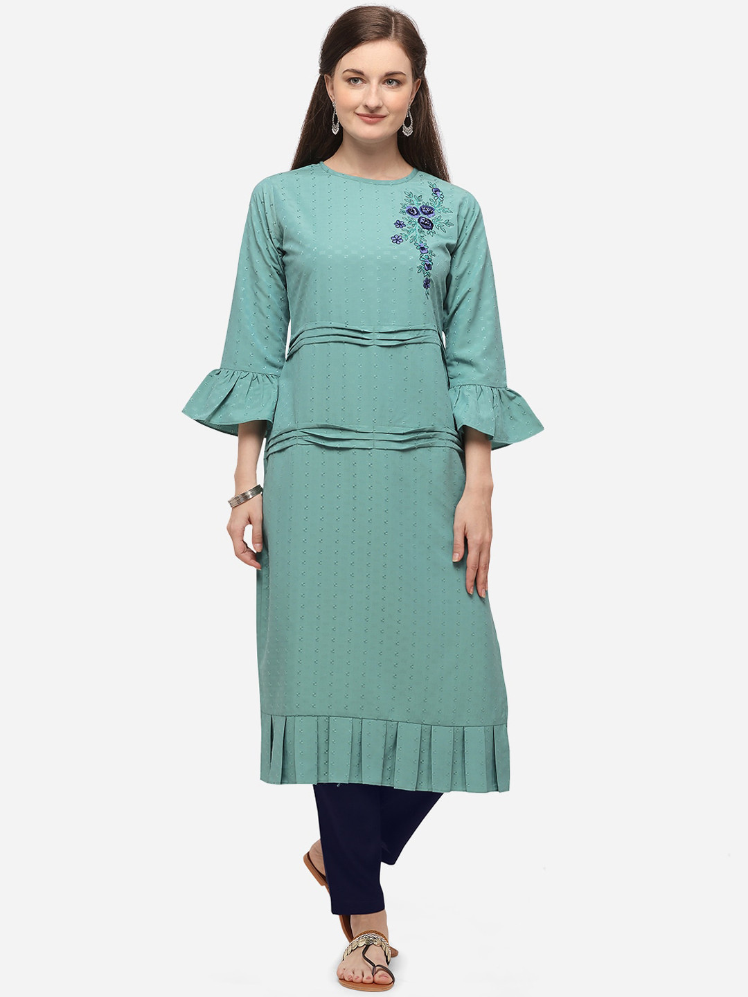 SheWill Women Blue Floral Embroidered Thread Work Kurta with Trousers
SheWill Women Blue Floral Embroidered Thread Work Kurta with Trousers