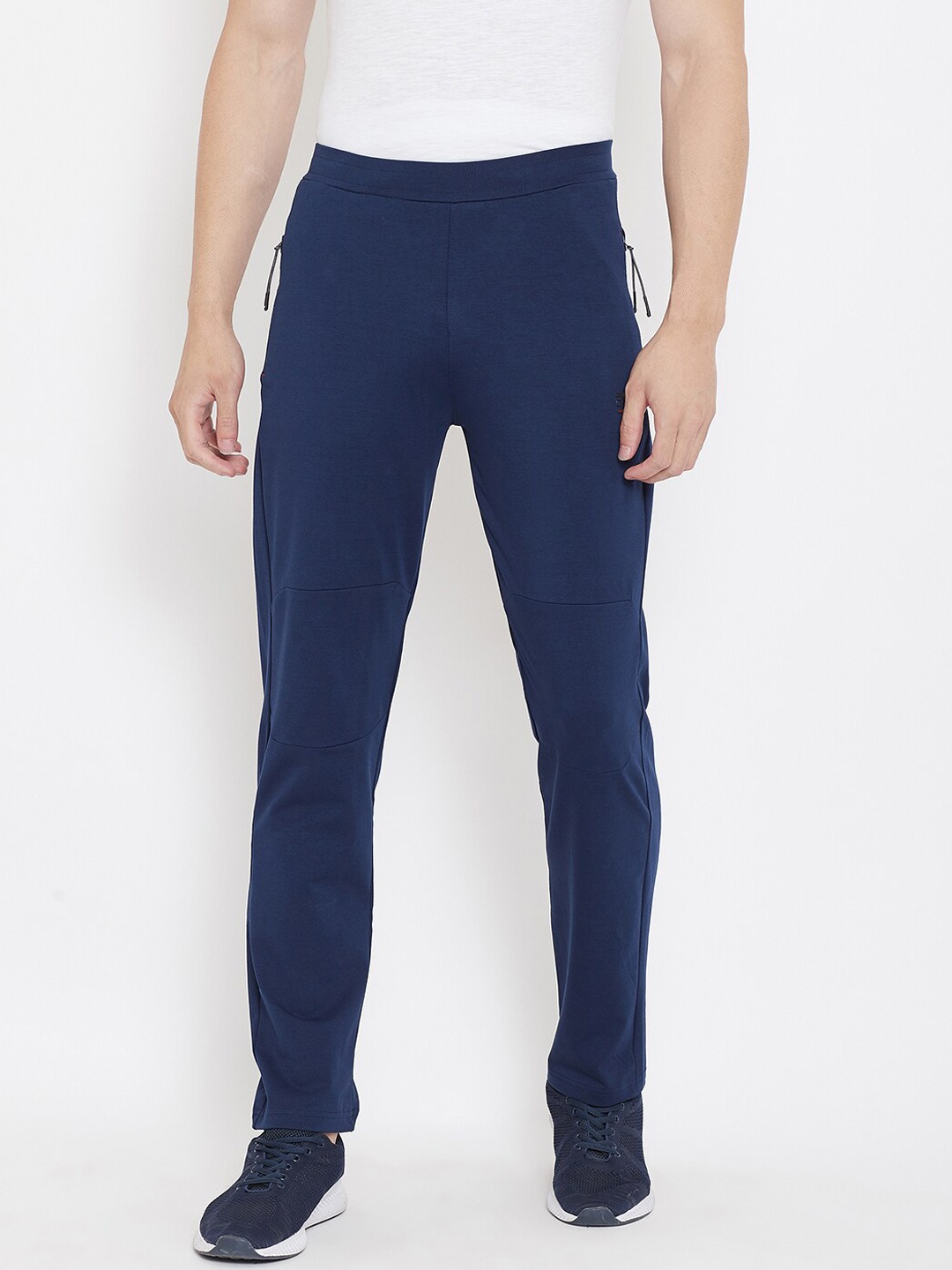 Okane Men Blue Solid Track Pants