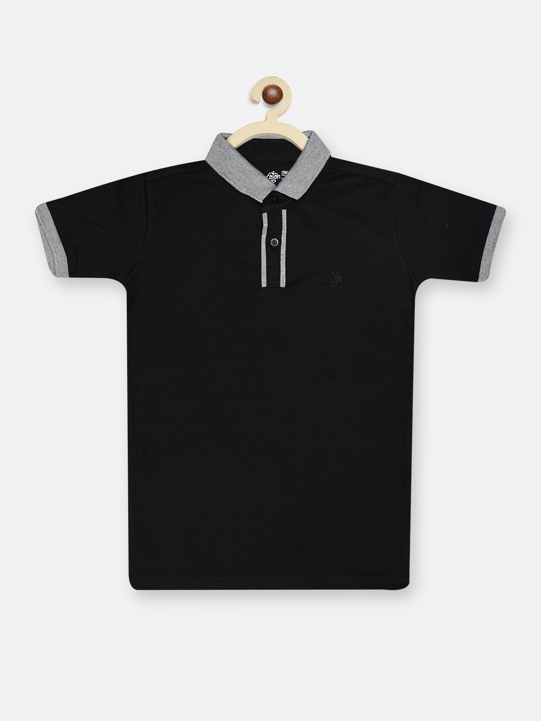 CHIMPRALA Boys Black Polo Collar T-shirt