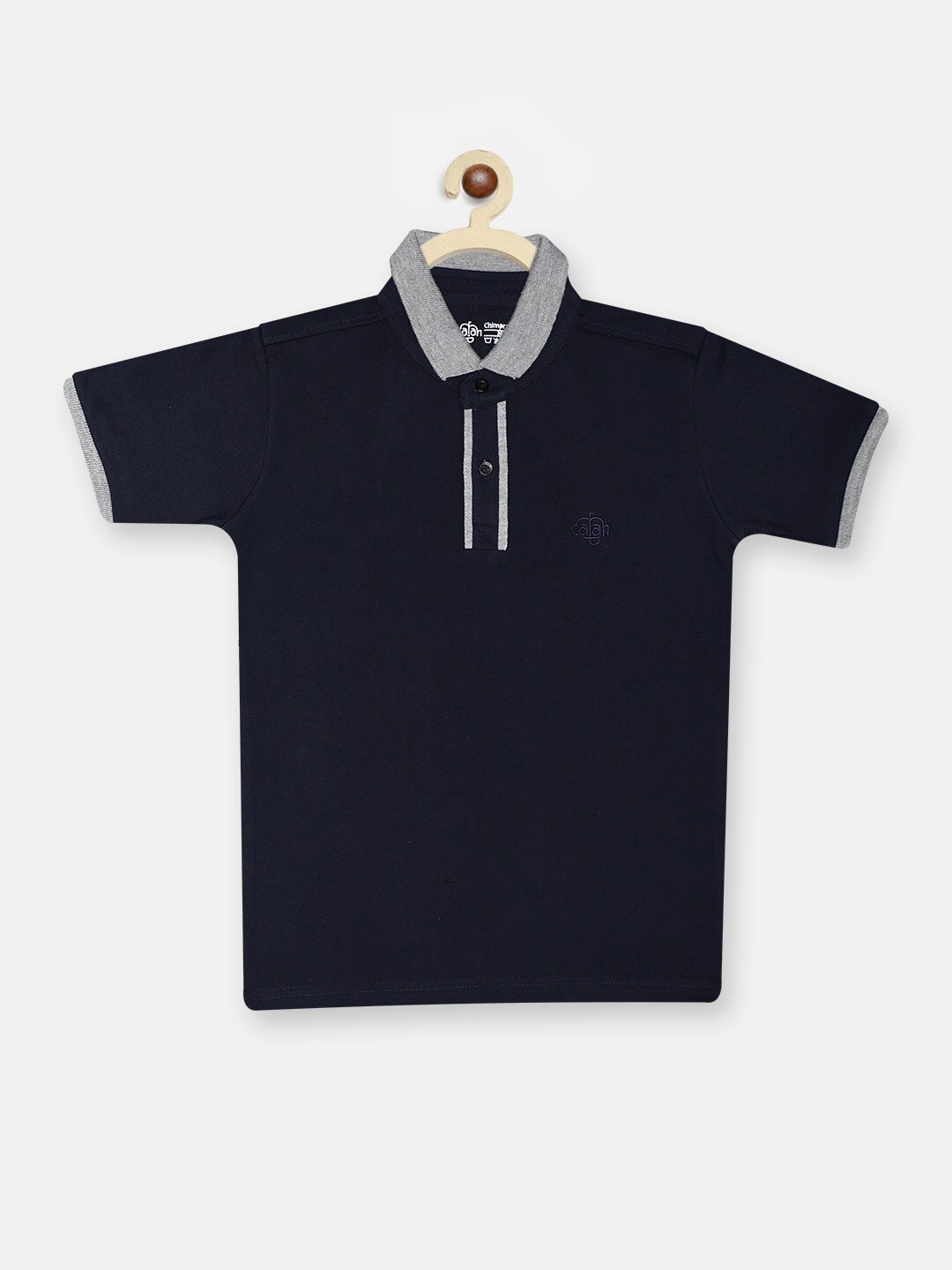 CHIMPRALA Boys Navy Blue Polo Collar T-shirt