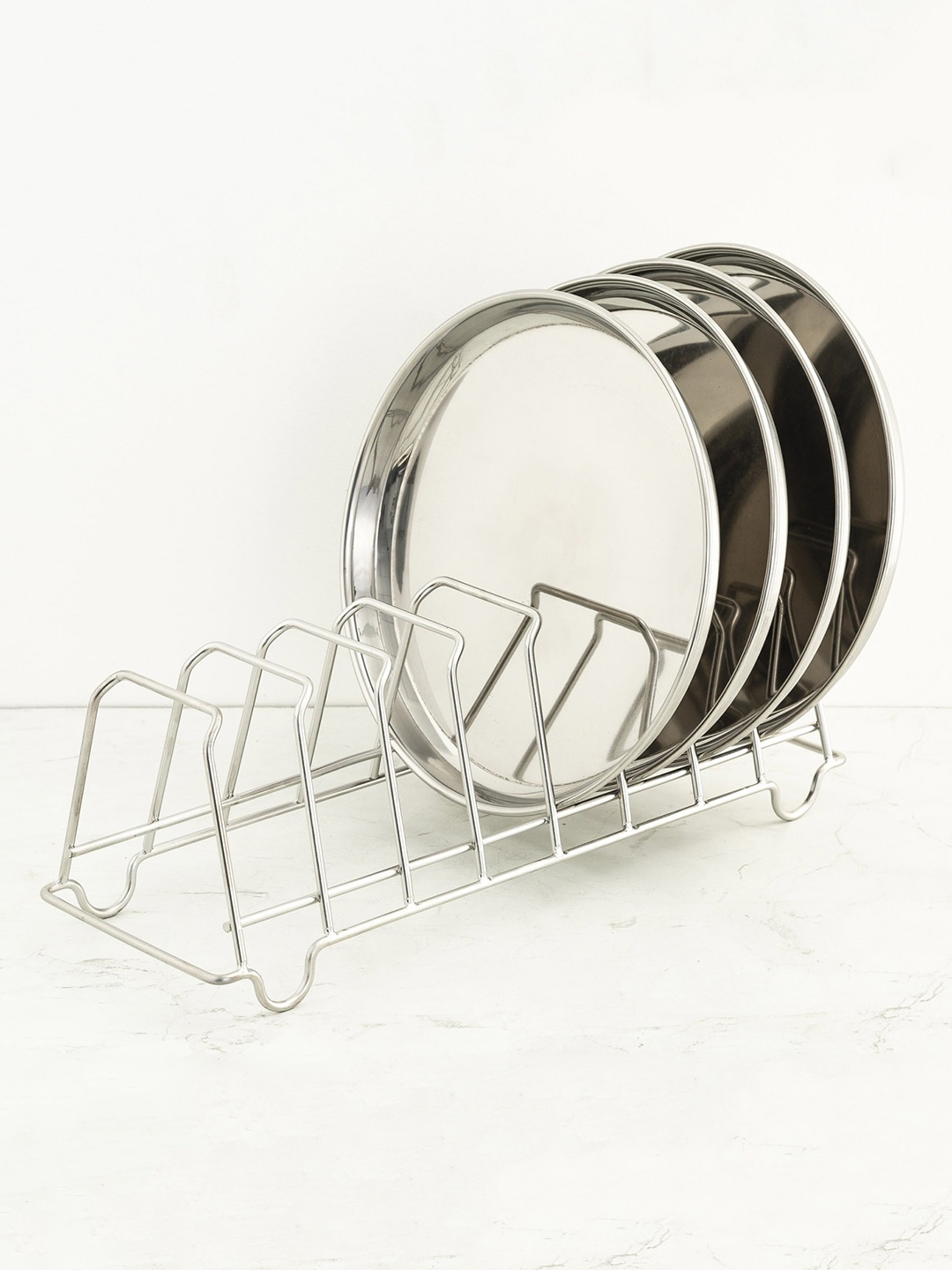 Home Centre Silver-Toned Solid Stainless Steel Corsica 8 Slot Dish Rack