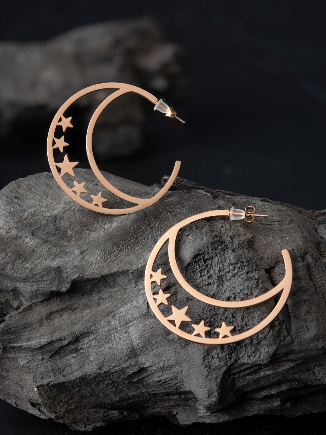 E2O Gold-Plated Crescent Shaped Hoop Earrings