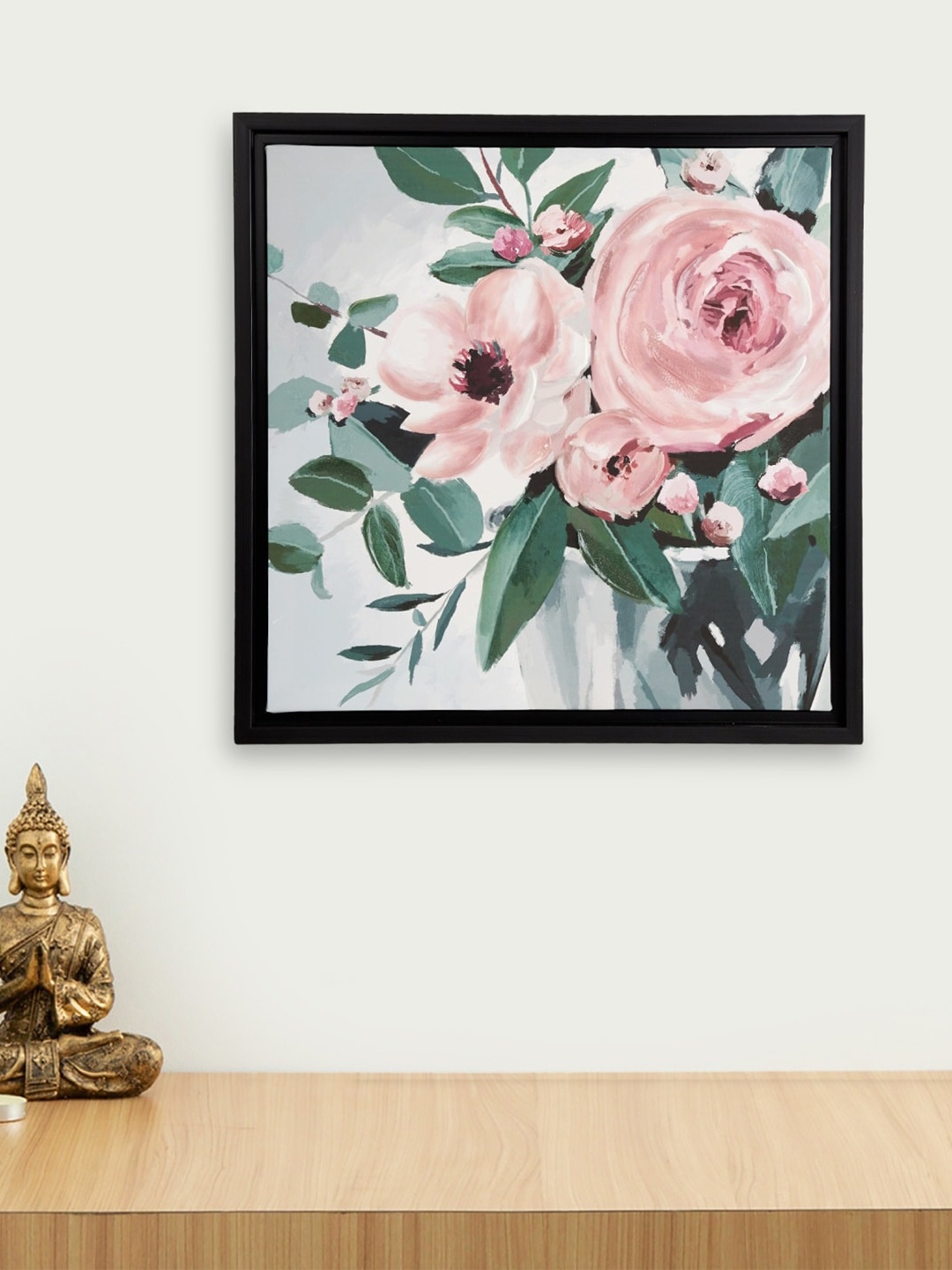 Home Centre Green & Pink Artistry Floral Wall Paintings