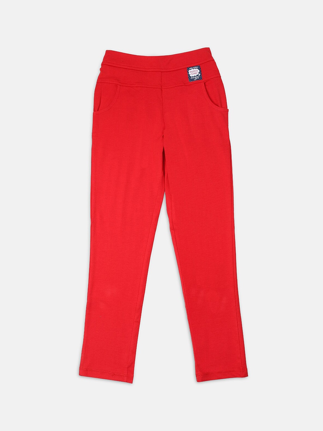 Nins Moda Girls Red Solid Ankle-Length Leggings