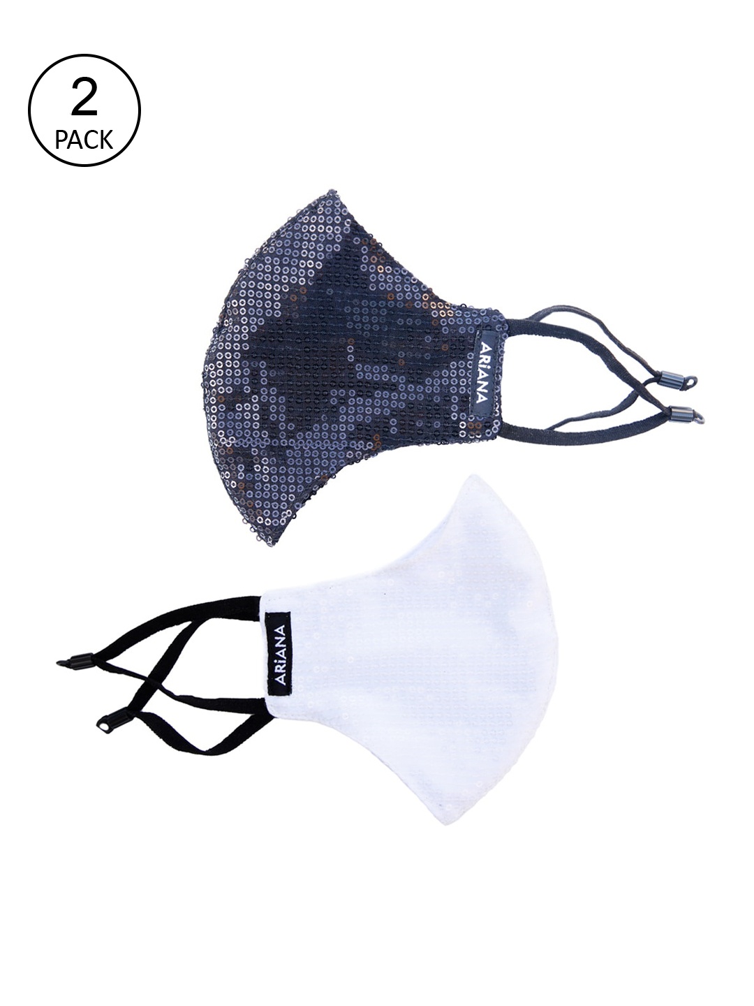 Ariana Women Pack Of 2 Embroidered 2-Ply Reusable Adjustable Cloth Face Masks, White
Ariana Women Pack Of 2 Embroidered 2-Ply Reusable Adjustable Cloth Face Masks, White