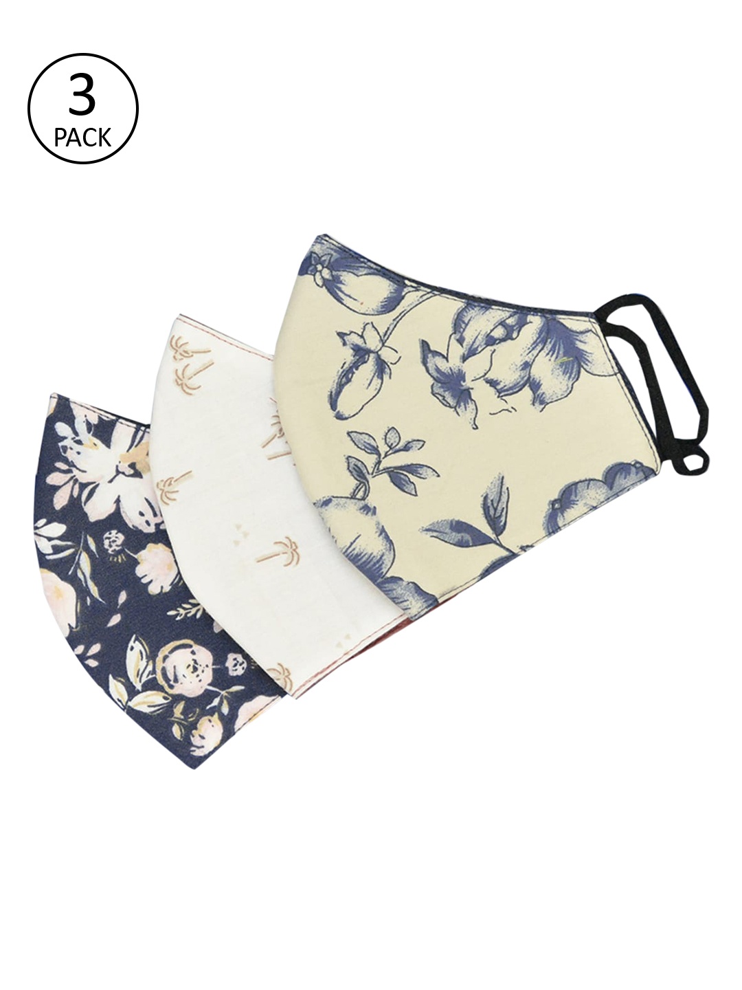 Tossido Women Pack Of 3 Navy Blue & Beige 3-Ply Reusable 100% Cotton Cloth Face Masks
Tossido Women Pack Of 3 Navy Blue & Beige 3-Ply Reusable 100% Cotton Cloth Face Masks
