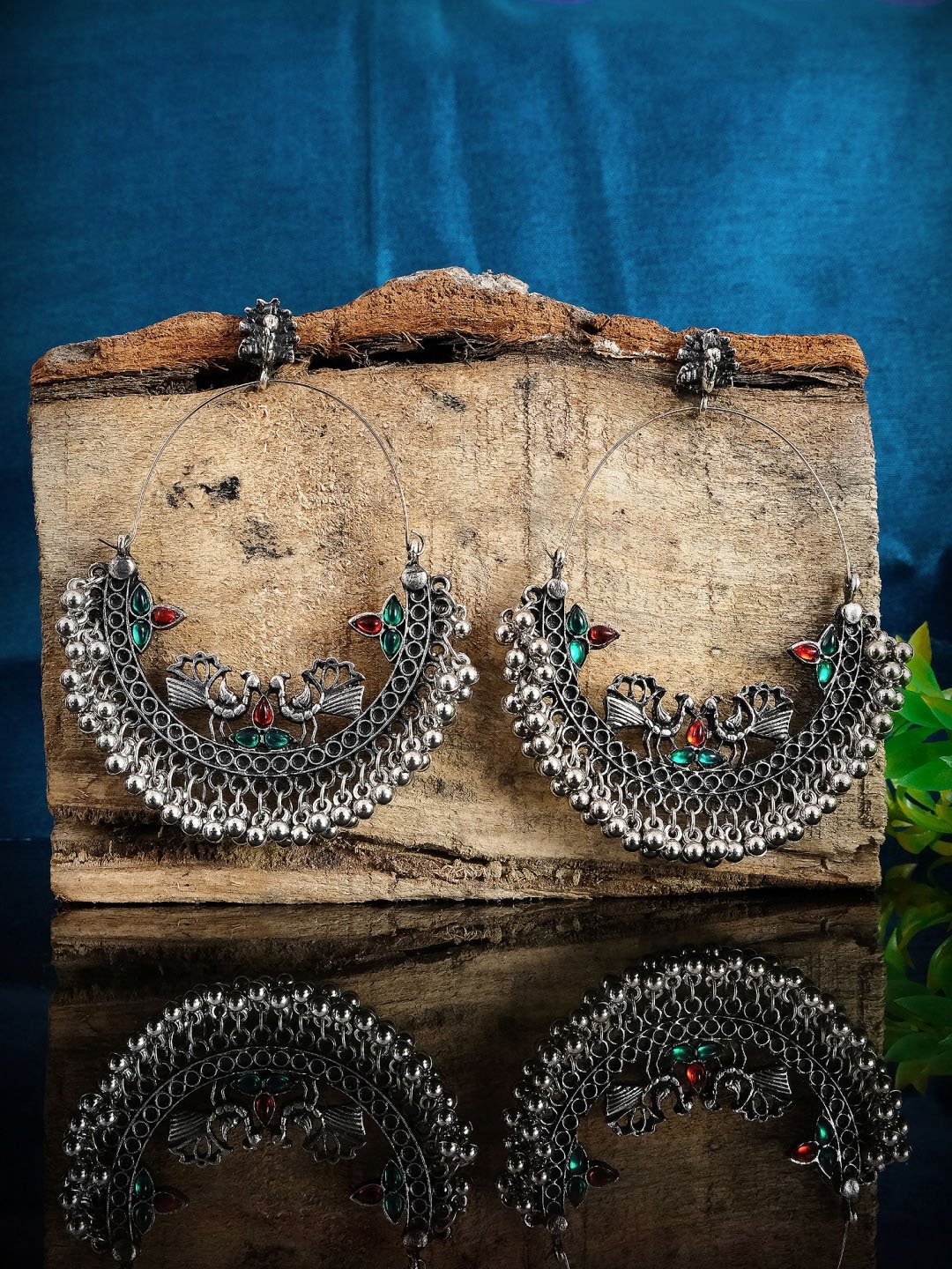 Crunchy Fashion Green & Red German Silver Oxidised Studded Chandbalis with Silver Plating
Crunchy Fashion Green & Red German Silver Oxidised Studded Chandbalis with Silver Plating