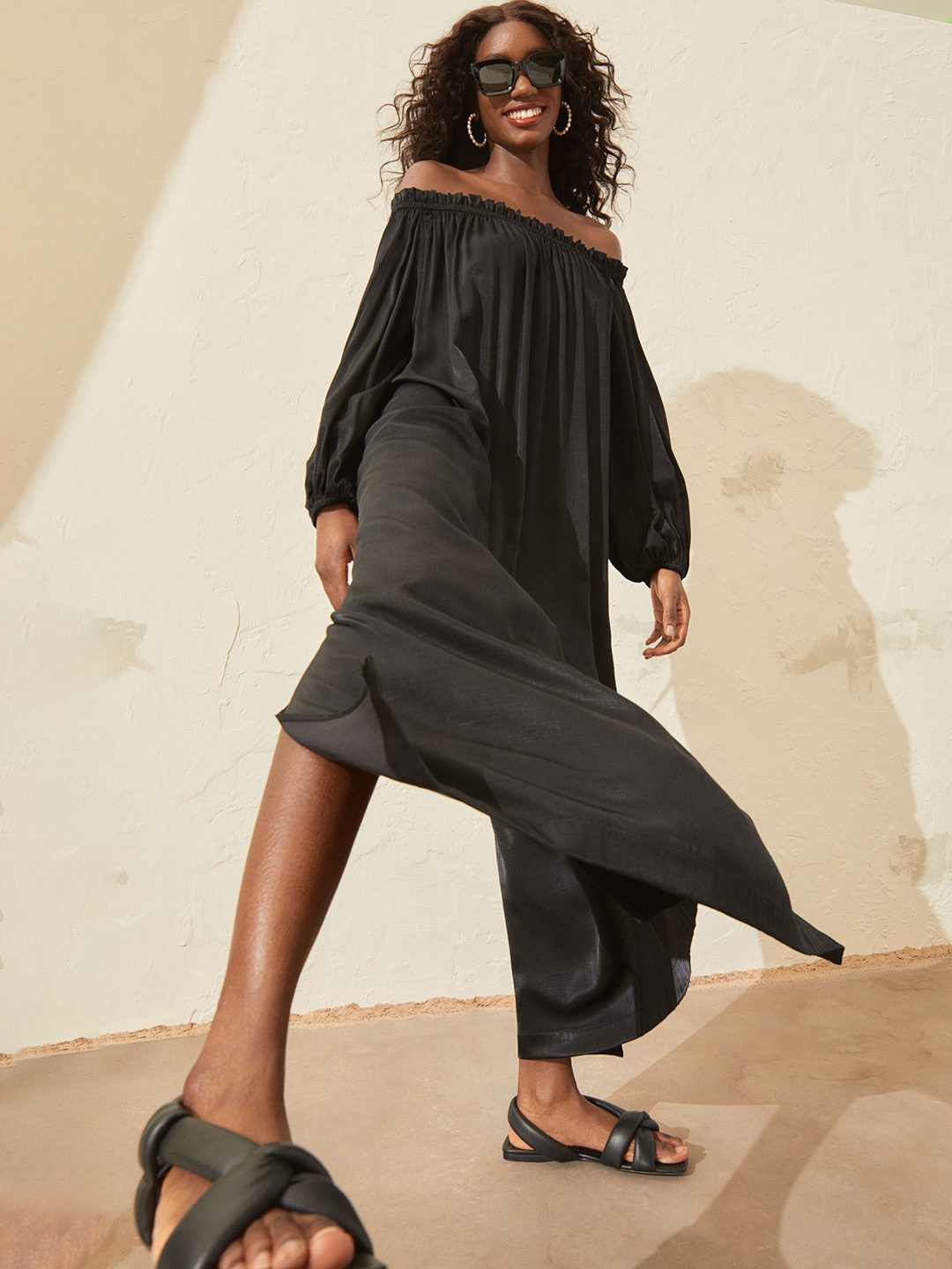 H&M Women Black Off-Shoulder Dress