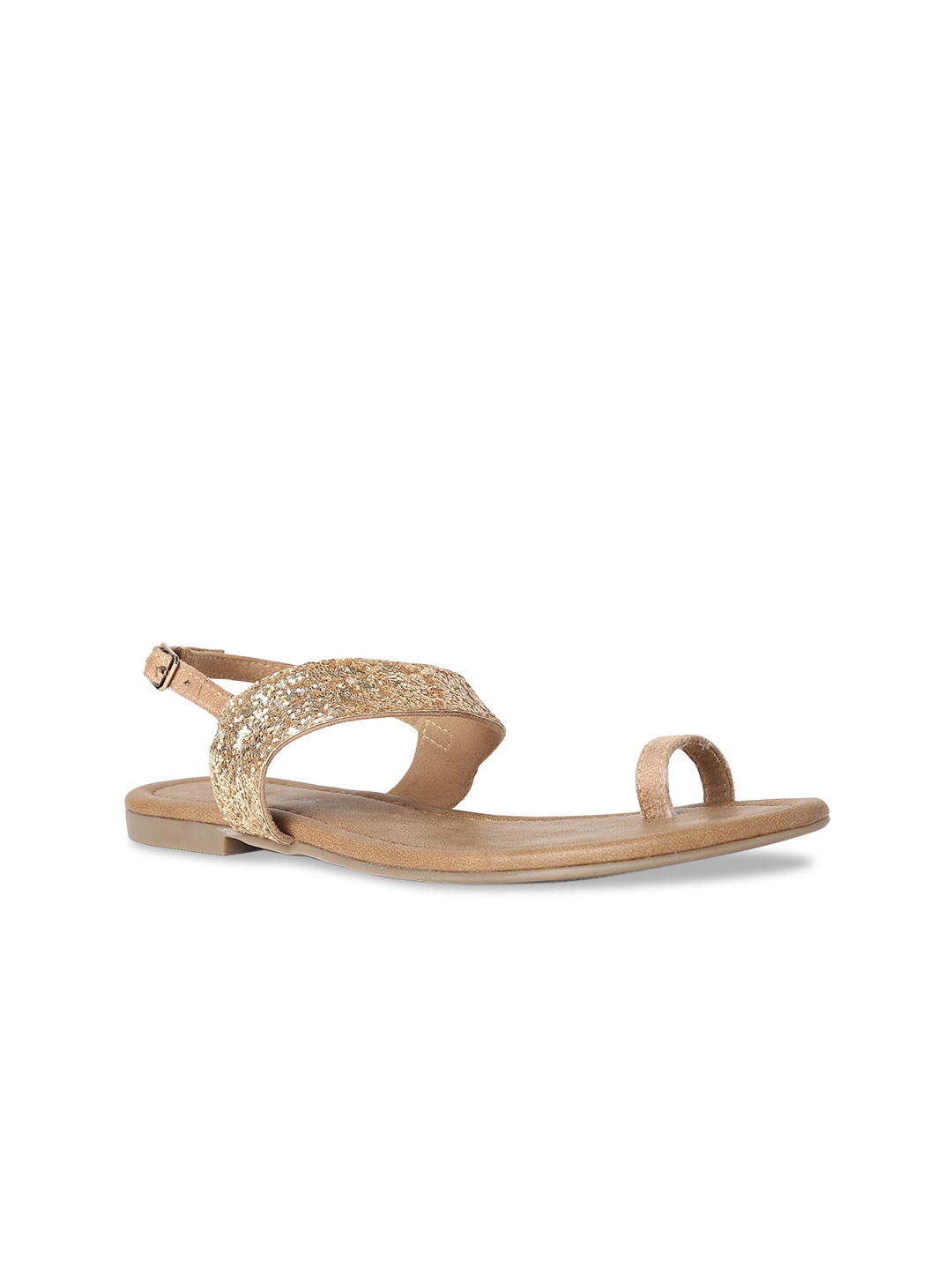 SOLES Women Gold-Toned Embellished One Toe Flats