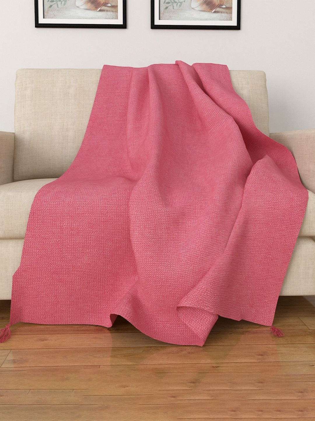 Home Centre Pink Solid AC Room 110 GSM Single Bed Blanket