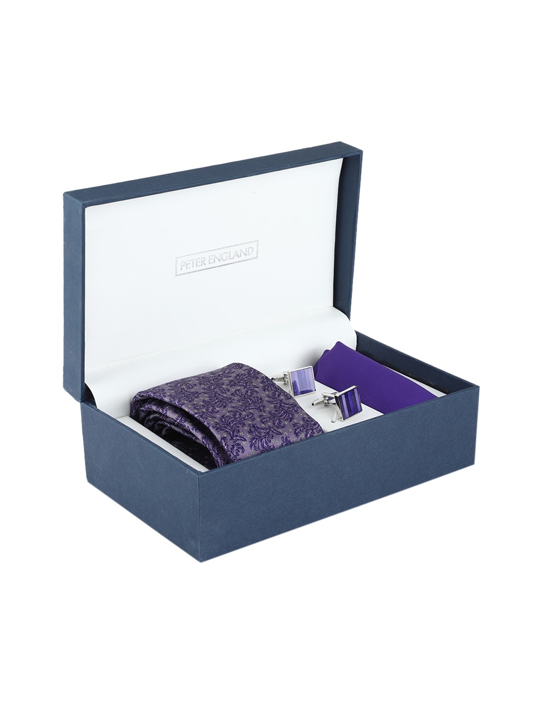 Peter England Men Purple & Silver-Toned Accessory Gift Set