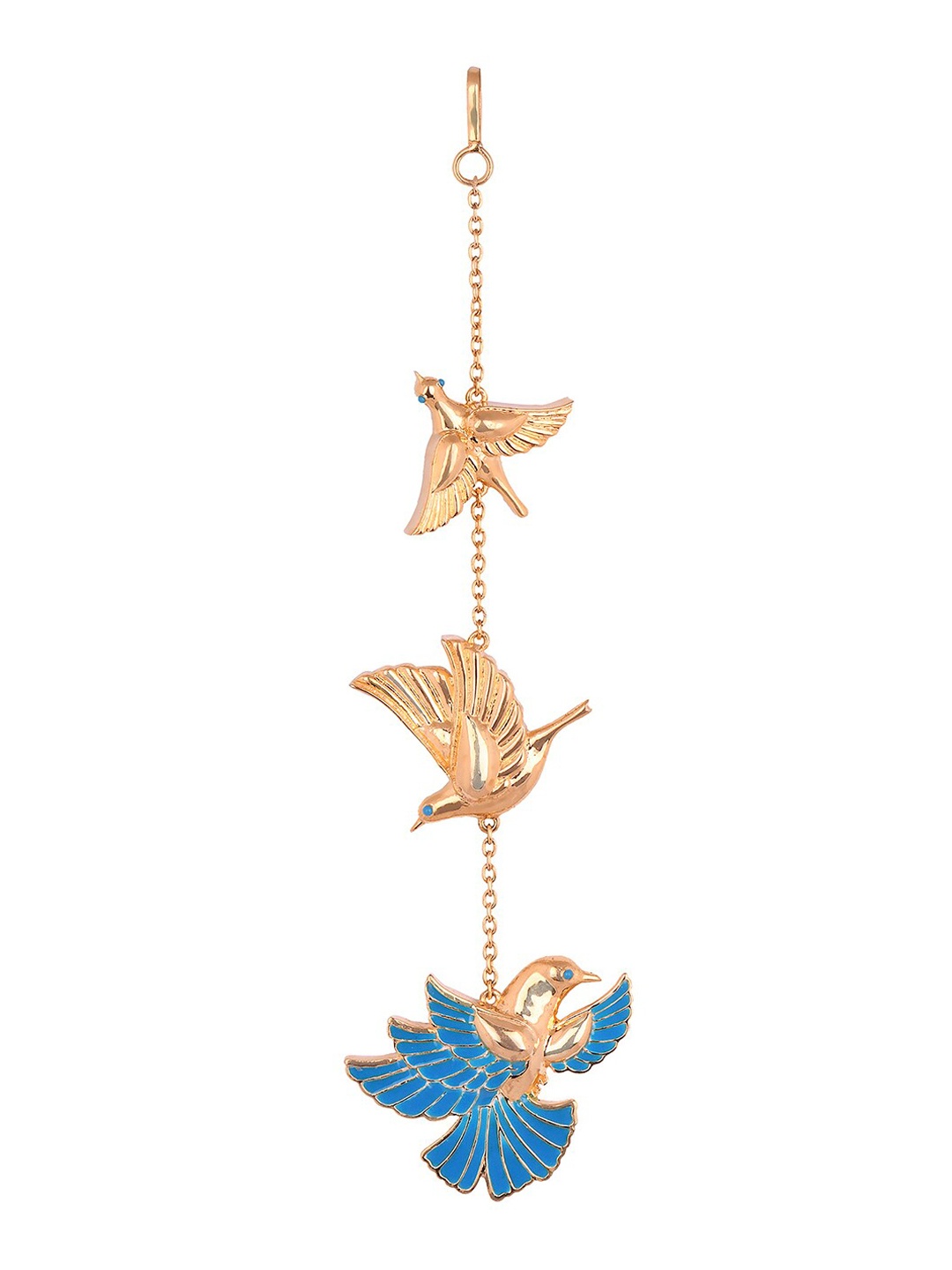 Funky Maharani Gold-Plated Blue Enameled Handcrafted Maang Tikka