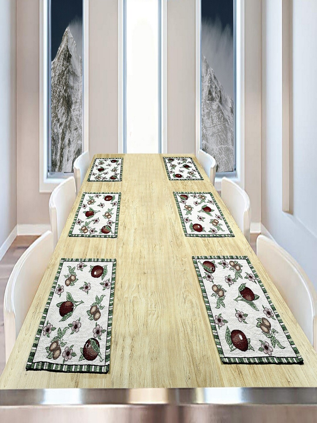 BELLA TRUE Set Of 6 White & Maroon Floral Printed Jacquard Rectangular Table Placemats
BELLA TRUE Set Of 6 White & Maroon Floral Printed Jacquard Rectangular Table Placemats