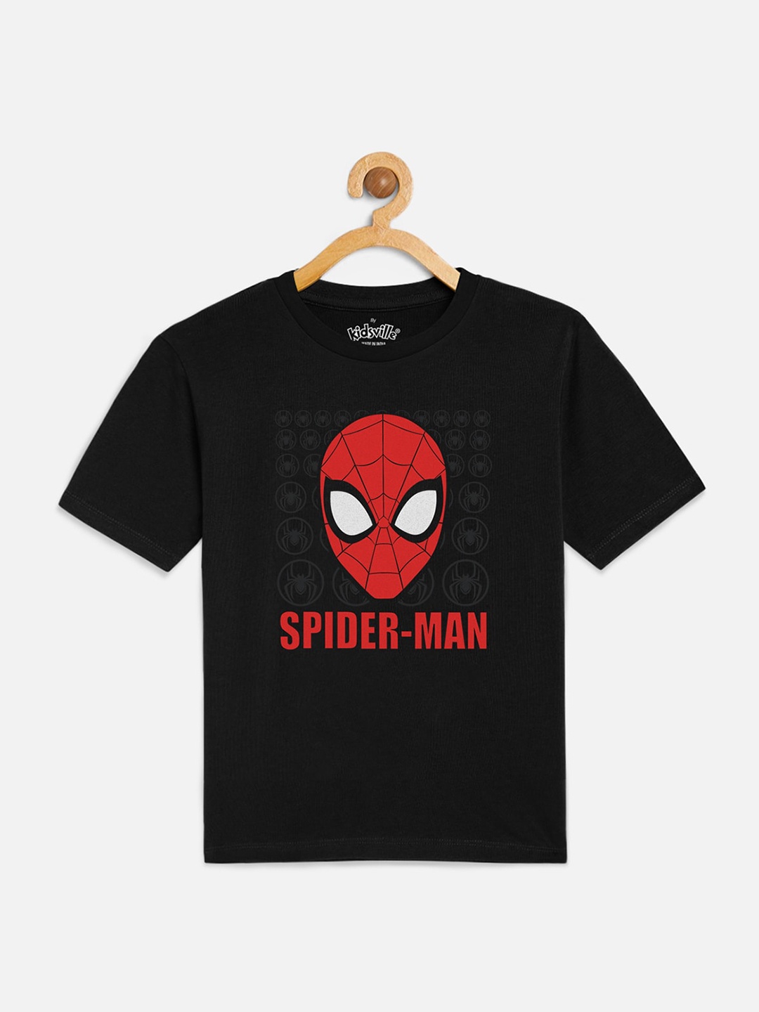 Kids Ville Boys Black & Red Spiderman Print T-shirt