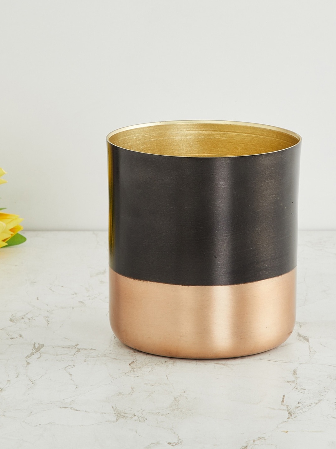 Home Centre Gold Toned & Black Fiesta Yael Dual Colour Planter