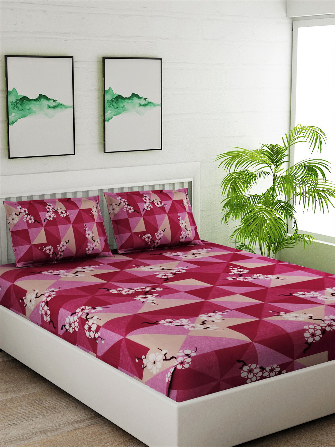 Salona Bichona Magenta & Beige Floral 144 TC Cotton 1 Queen Bedsheet with 2 Pillow Covers
Salona Bichona Magenta & Beige Floral 144 TC Cotton 1 Queen Bedsheet with 2 Pillow Covers