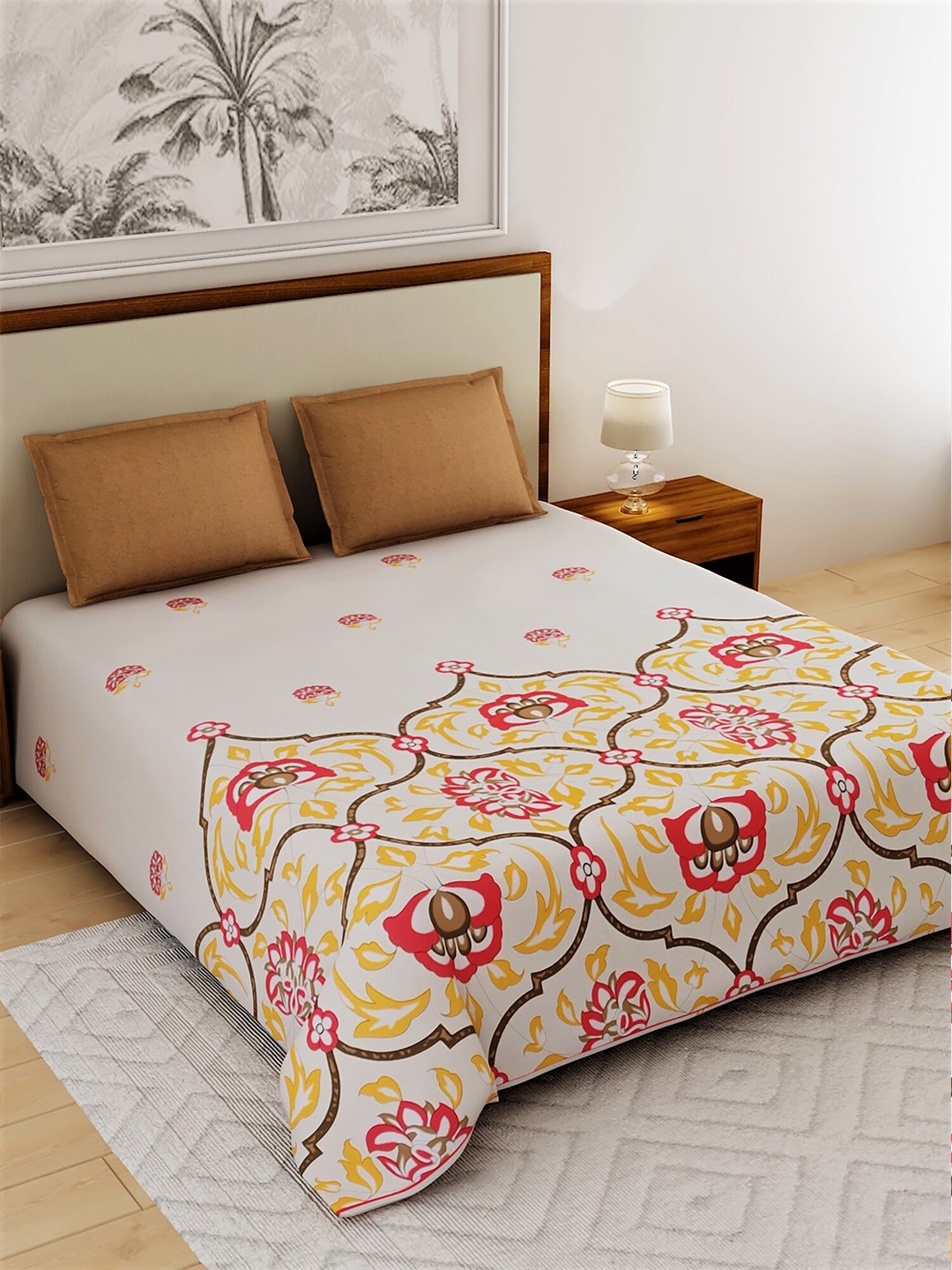 Salona Bichona Unisex Brown Abstract Printed 1 King Bedsheet With 2 Pillow Cover, White
Salona Bichona Unisex Brown Abstract Printed 1 King Bedsheet With 2 Pillow Cover, White