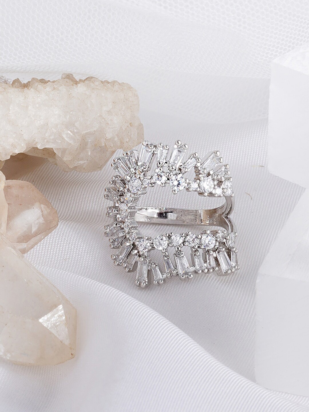 JOKER & WITCH Silver-Plated White Nina Dainty Rhinestones-Studded Adjustable Finger Ring
JOKER & WITCH Silver-Plated White Nina Dainty Rhinestones-Studded Adjustable Finger Ring