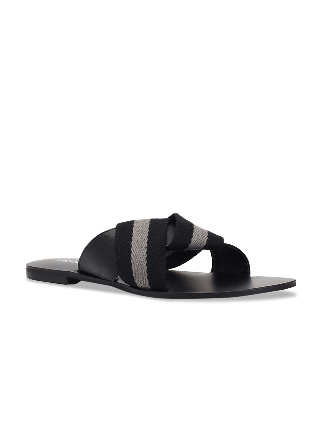 FOREVER 21 Women Black Colourblocked PU Open Toe Flats