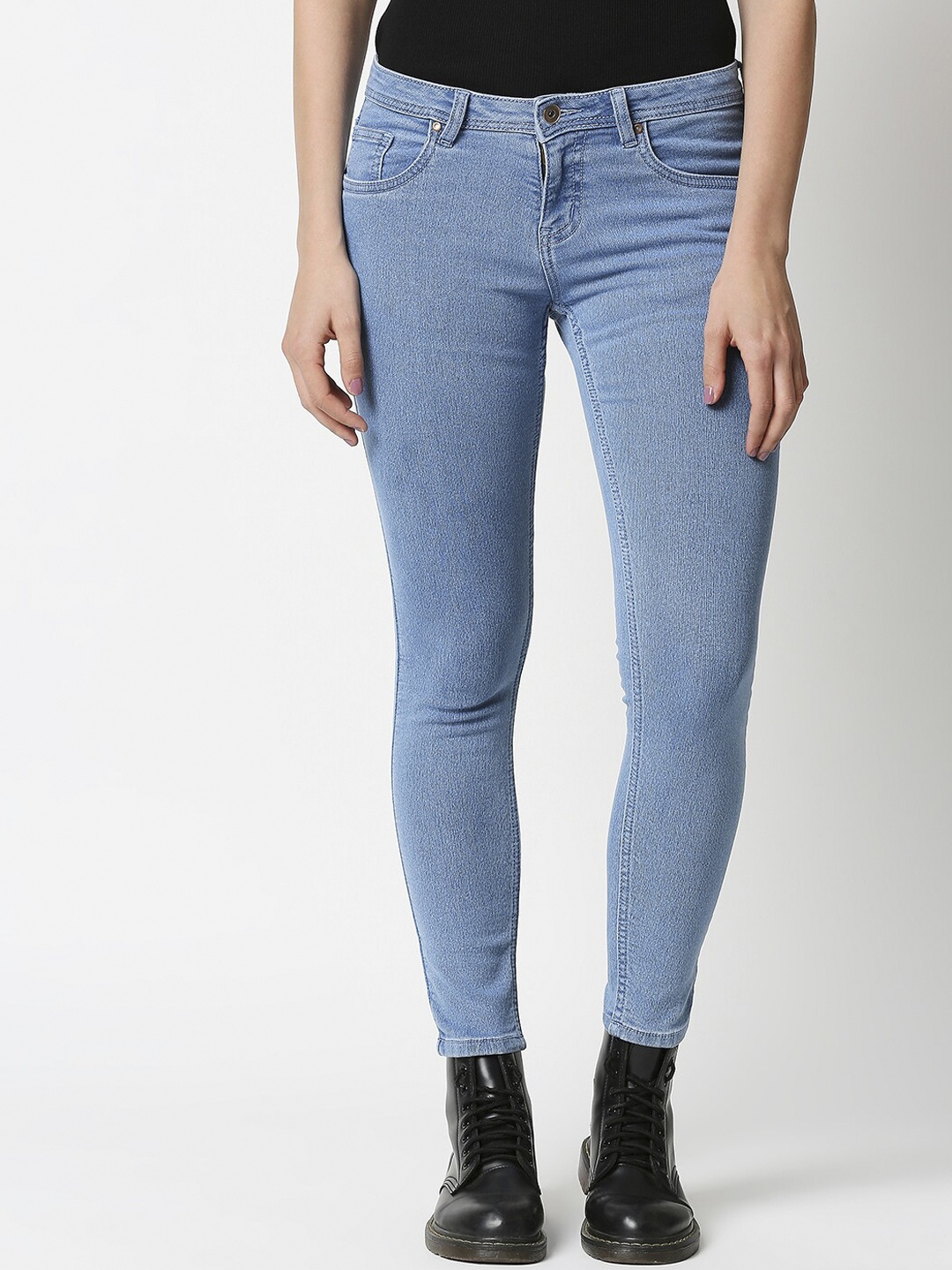 High Star Women Blue Slim Fit Mid-Rise Clean Look Stretchable Jeans