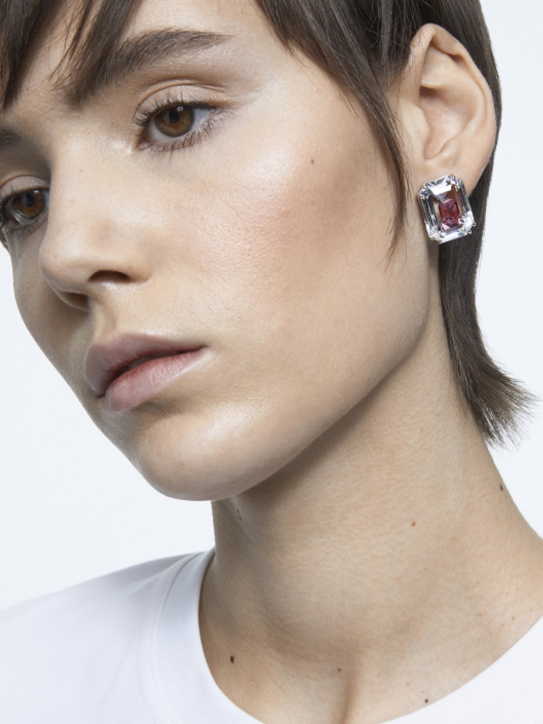 SWAROVSKI Rhodium-Plated Pink Chroma Earrings
