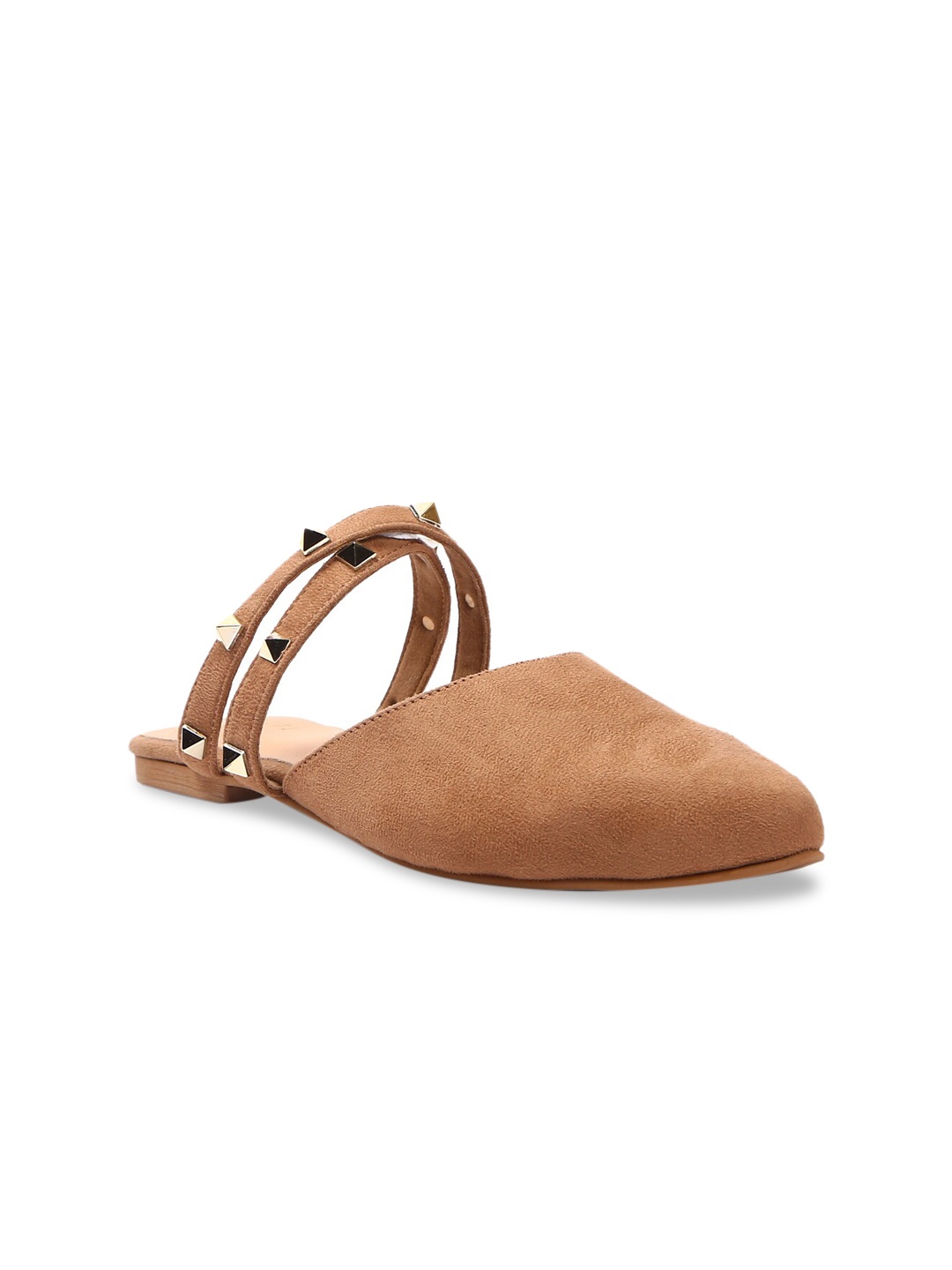 FOREVER 21 Women Brown Solid Embellished Mules