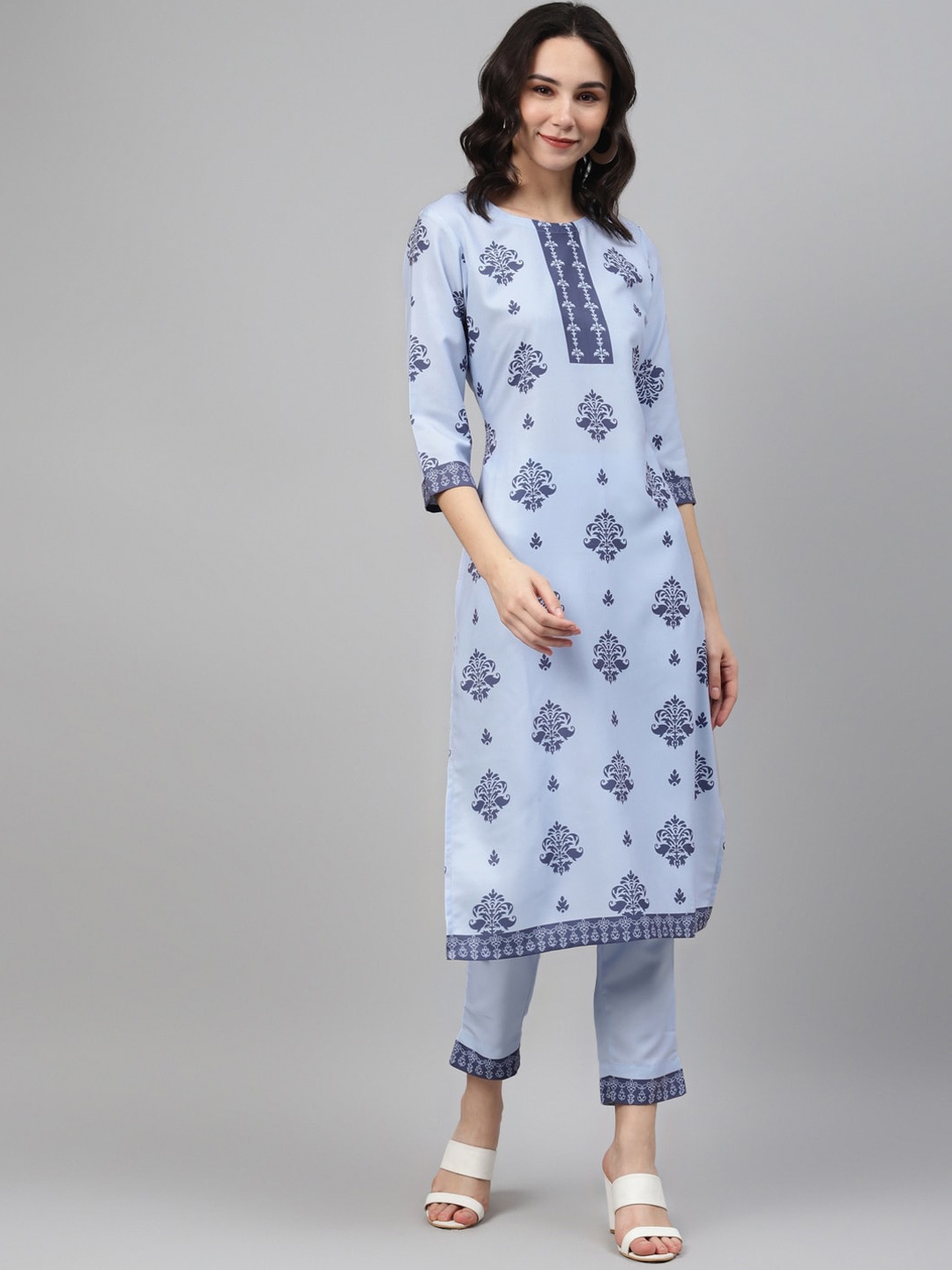 ZIYAA Women Blue Ethnic Motifs Printed Kurta