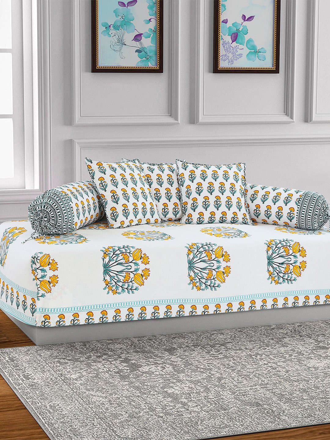 Salona Bichona Set Of 6 White & Yellow Floral Printed Bedsheet With Bolster Covers & Cushions Covers
Salona Bichona Set Of 6 White & Yellow Floral Printed Bedsheet With Bolster Covers & Cushions Covers