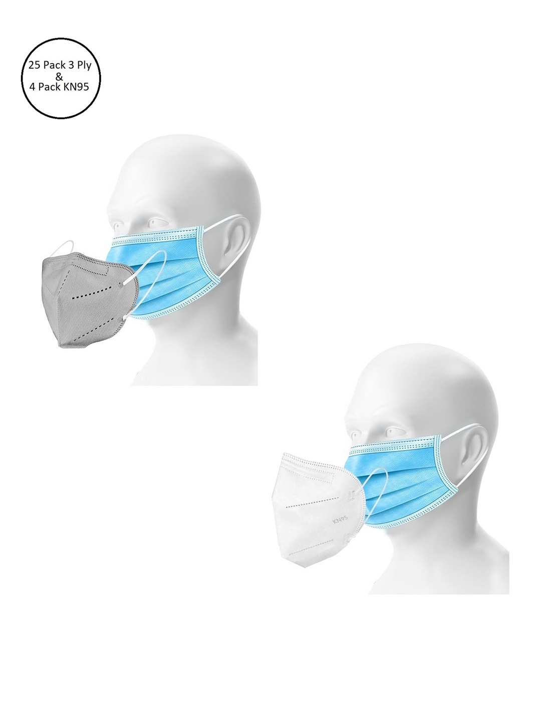 OOMPH Unisex Blue & Grey Double Mask Set Of 25 Disposable & 4 Pc Reusable KN95/N95 Masks
OOMPH Unisex Blue & Grey Double Mask Set Of 25 Disposable & 4 Pc Reusable KN95/N95 Masks