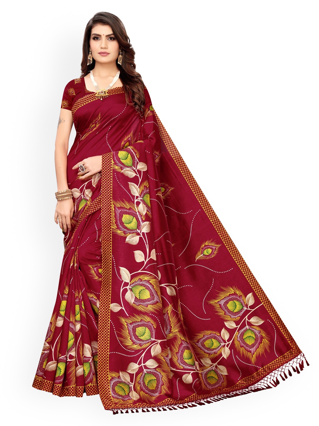 KALINI Red Printed Saree