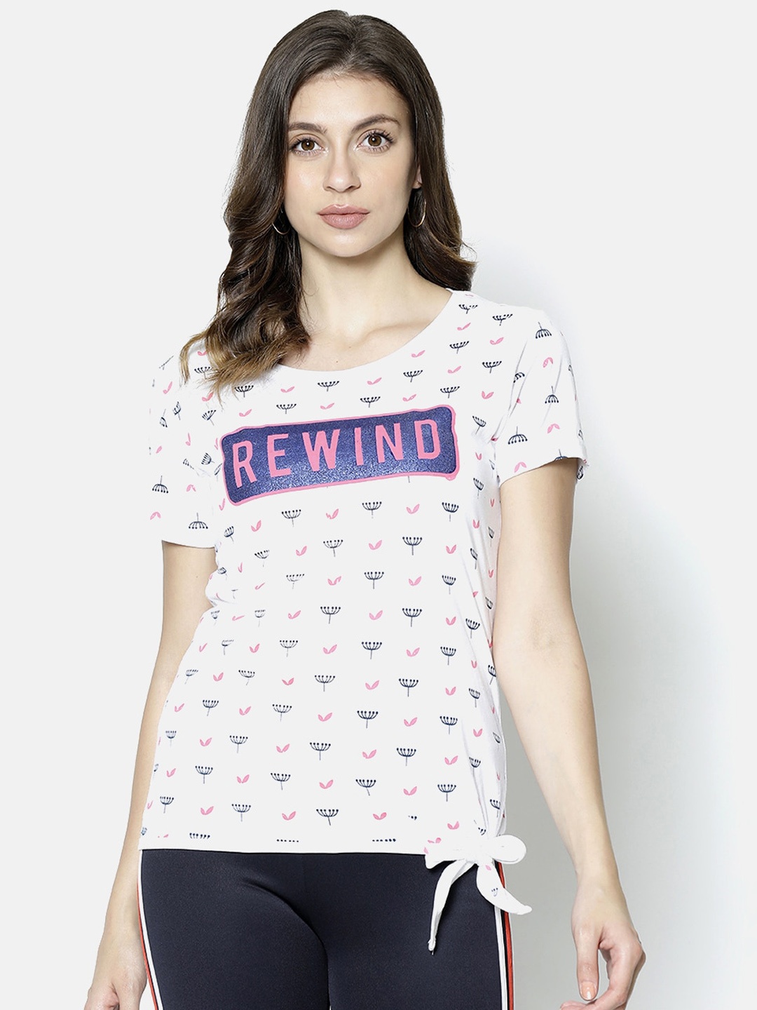 V2 Value & Variety White & Purple Chambray Regular Top