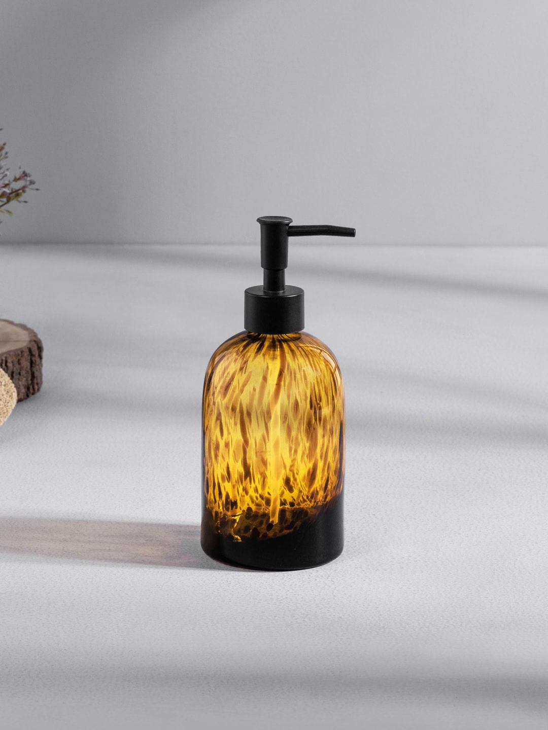Pure Home and Living Yellow & Black Dot Patterned Glass Dispenser