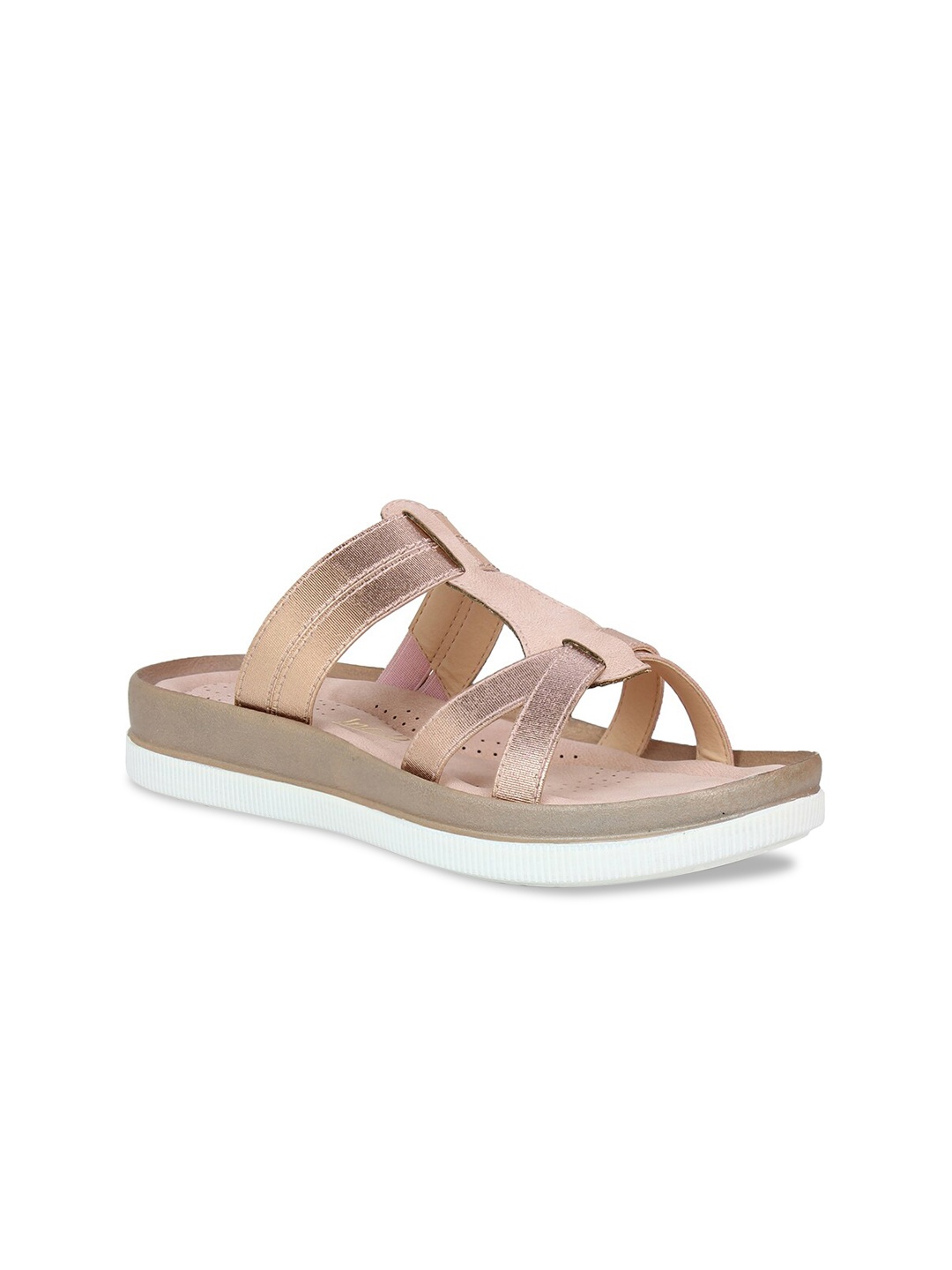 Inc 5 Women Peach-Coloured Solid Sandals