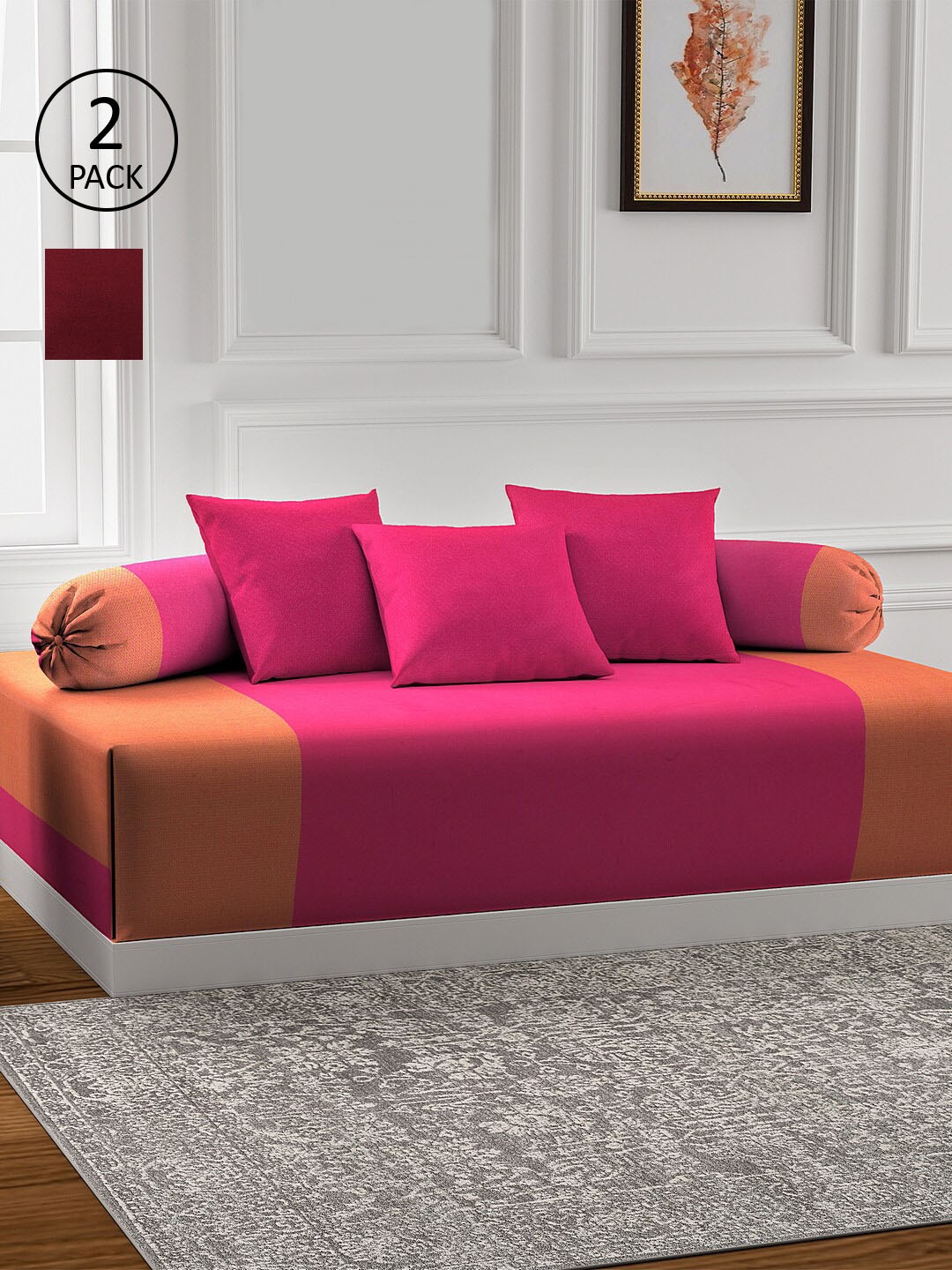 KLOTTHE Set of 2 Solid Cotton Single Bedsheets With 4 Bolster Covers & 6 Cushion Covers, Maroon
KLOTTHE Set of 2 Solid Cotton Single Bedsheets With 4 Bolster Covers & 6 Cushion Covers, Maroon