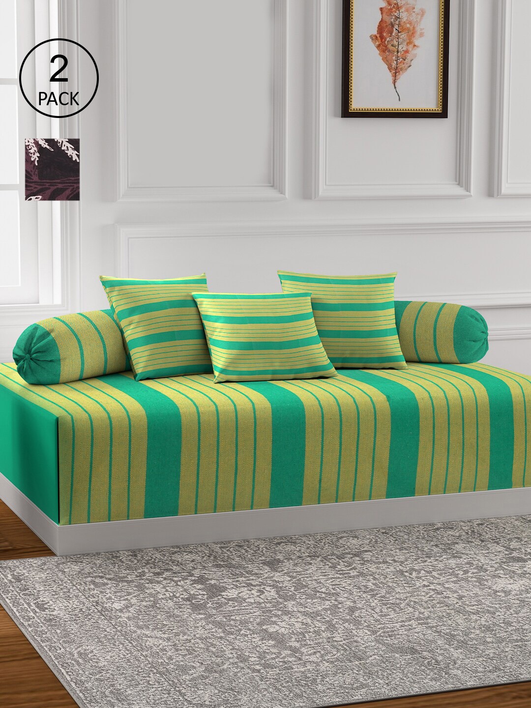 KLOTTHE Set of 2 Printed Cotton Single Bedsheets With 4 Bolster Covers & 6 Cushion Covers, Green
KLOTTHE Set of 2 Printed Cotton Single Bedsheets With 4 Bolster Covers & 6 Cushion Covers, Green