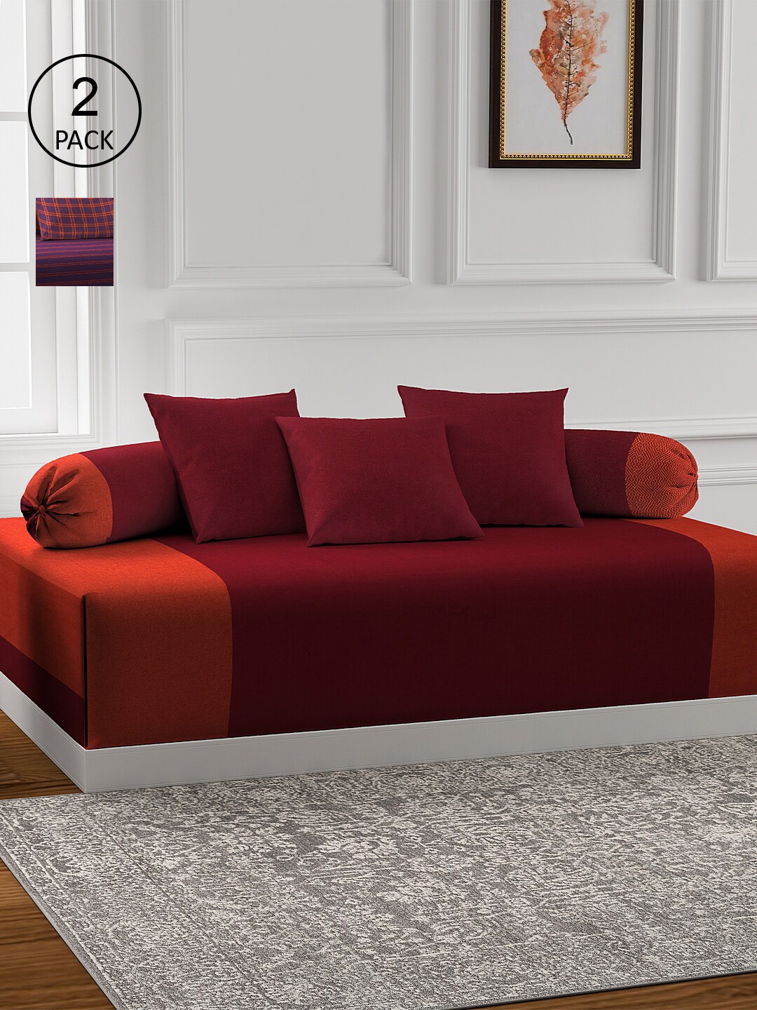 KLOTTHE Set of 2 Checked Cotton Single Bedsheet With 4 Bolster Covers & 6 Cushion Covers, Maroon
KLOTTHE Set of 2 Checked Cotton Single Bedsheet With 4 Bolster Covers & 6 Cushion Covers, Maroon