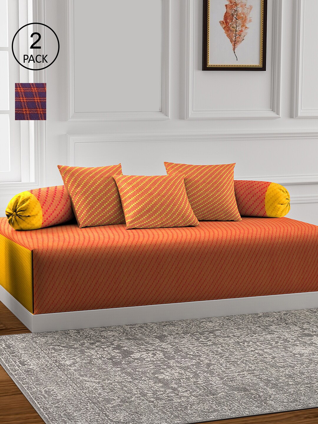 KLOTTHE Set of 2 Woven-Design Cotton Single Bedsheet With 4 Bolster Covers & 6 Cushion Covers, Orange
KLOTTHE Set of 2 Woven-Design Cotton Single Bedsheet With 4 Bolster Covers & 6 Cushion Covers, Orange