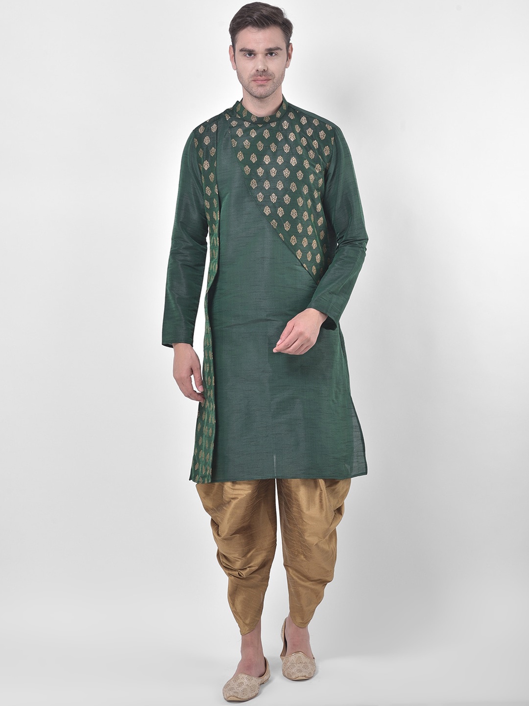 DEYANN Men Green & Gold-Toned Ethnic Motifs Printed Straight Kurta & with Dhoti Pants
DEYANN Men Green & Gold-Toned Ethnic Motifs Printed Straight Kurta & with Dhoti Pants