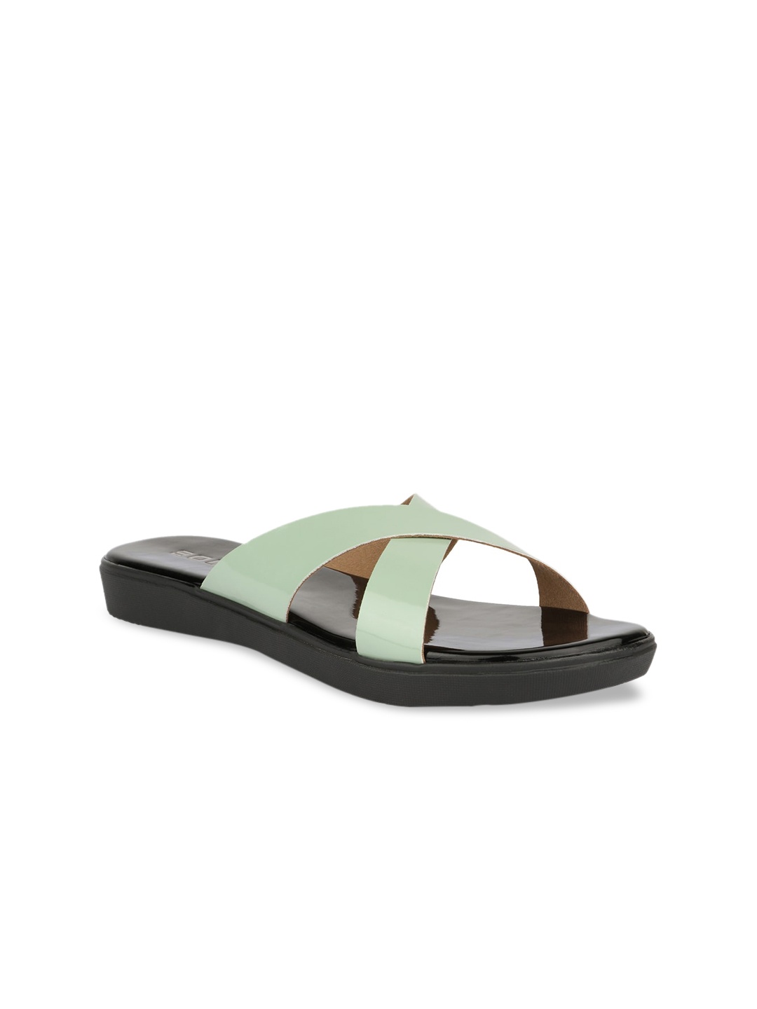 SOLES Women Green Colourblocked Open Toe Flats