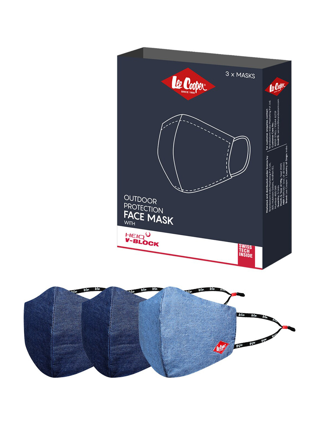 Lee Cooper Pack Of 3 Solid 6-Ply Reusable Lightweight Denim Protective Outdoor Masks, Blue
Lee Cooper Pack Of 3 Solid 6-Ply Reusable Lightweight Denim Protective Outdoor Masks, Blue