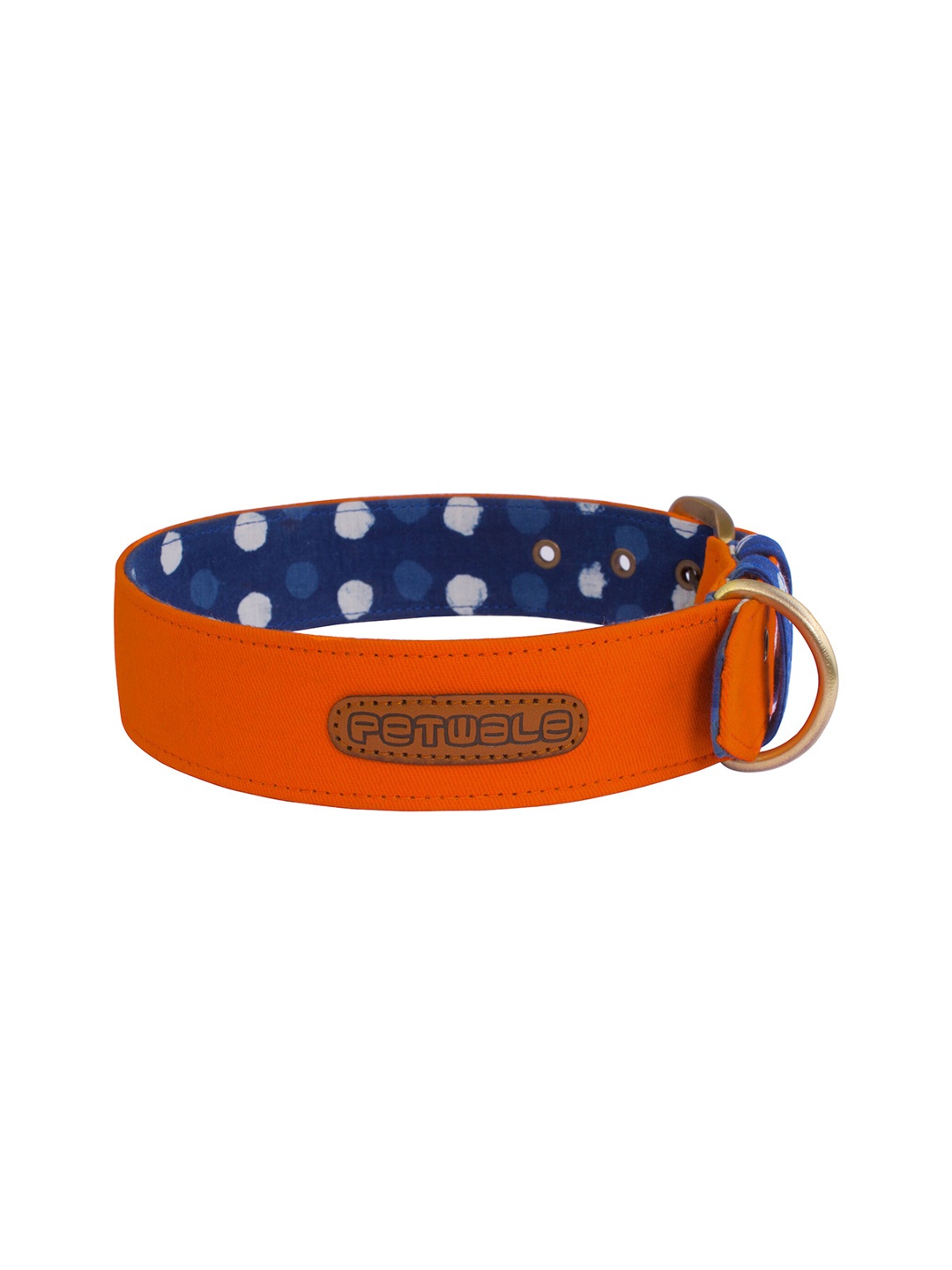 PETWALE Orange & Gold-Toned Solid Dog Belt Collar