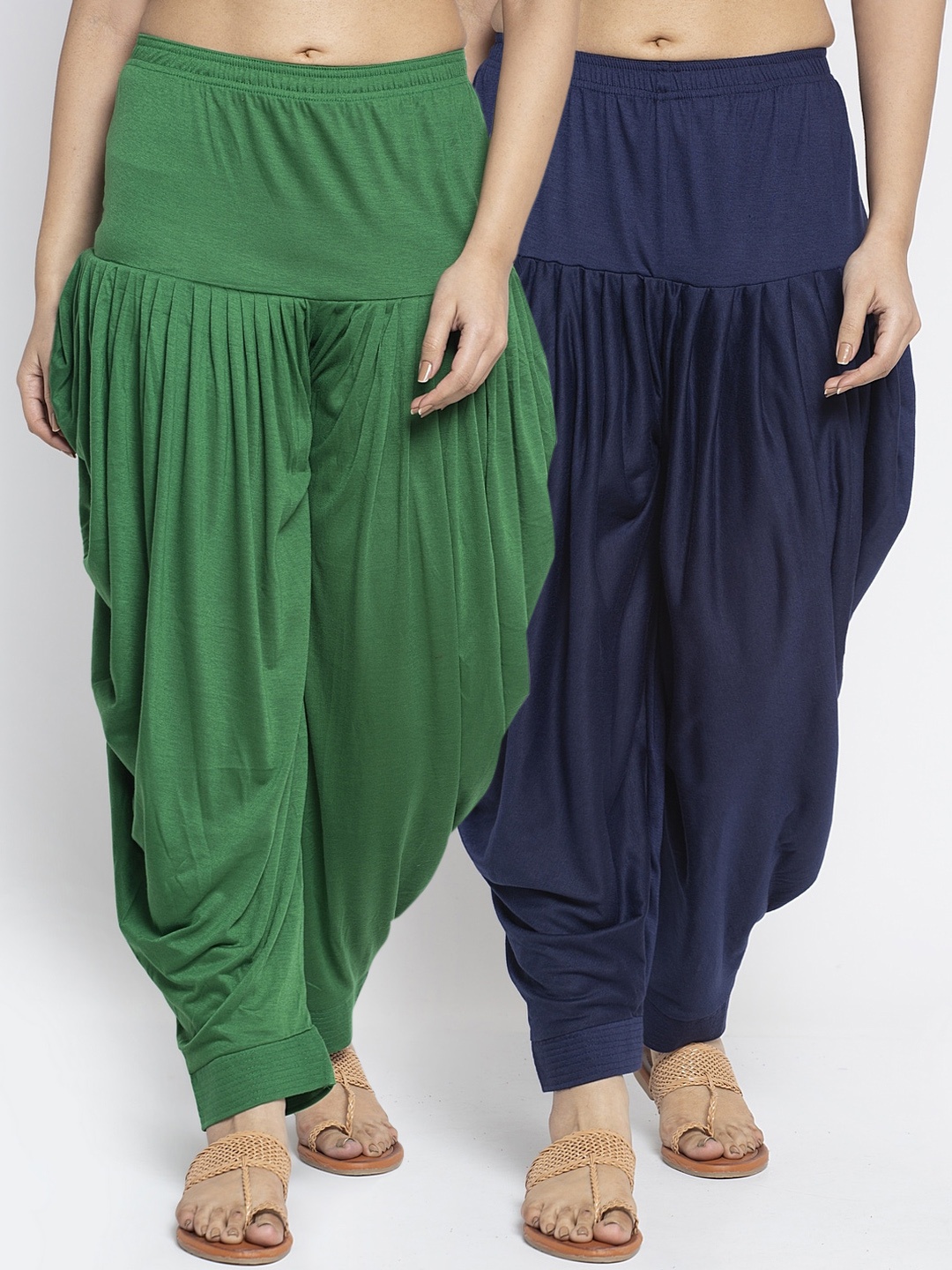 GRACIT Women Green & Navy Blue Pack Of 2 Solid Salwars