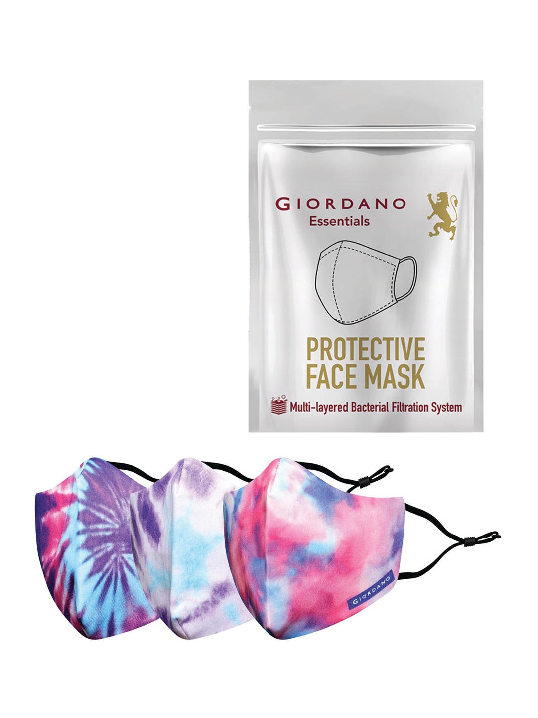 GIORDANO Women Pack Of 3 Printed 6-Ply Protective Outdoor Masks, Blue